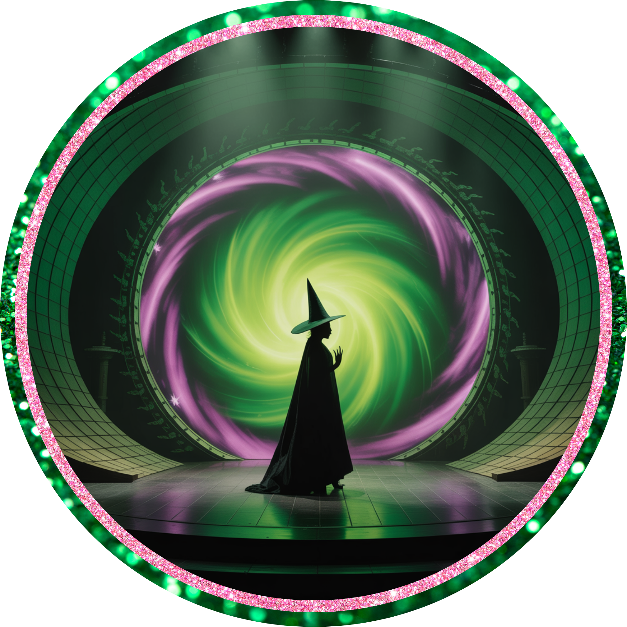 Wicked Inspired Green Witch Sign, Halloween Witch Decor, Elphaba Wreath Sign, Broadway Witch Wall Art, Round Metal Halloween Sign