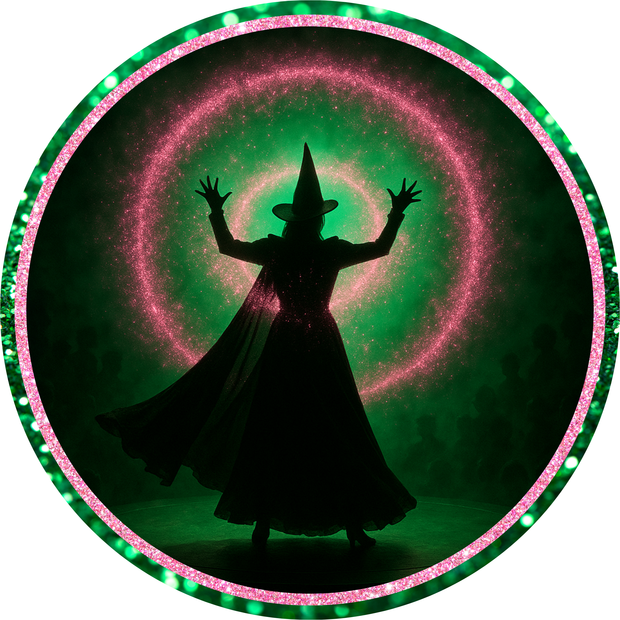 Wicked Inspired Green Witch Sign, Halloween Witch Decor, Elphaba Wreath Sign, Broadway Witch Wall Art, Round Metal Halloween Sign