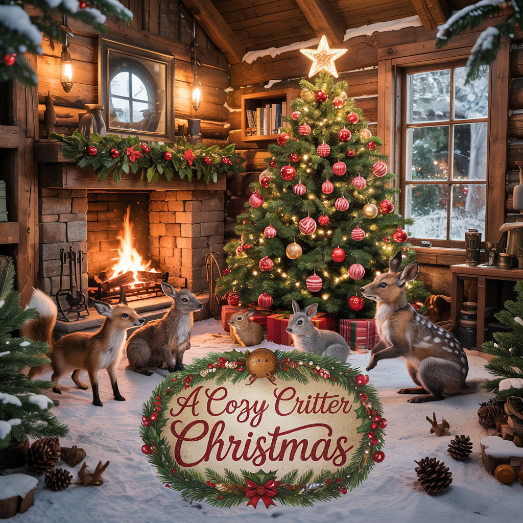 A Cozy Critter Christmas Inspire Me Box, Woodland Winter Animals, Pine Garland, Cabin Decor, Velvet Ribbon, Rustic Holiday Craft Kit