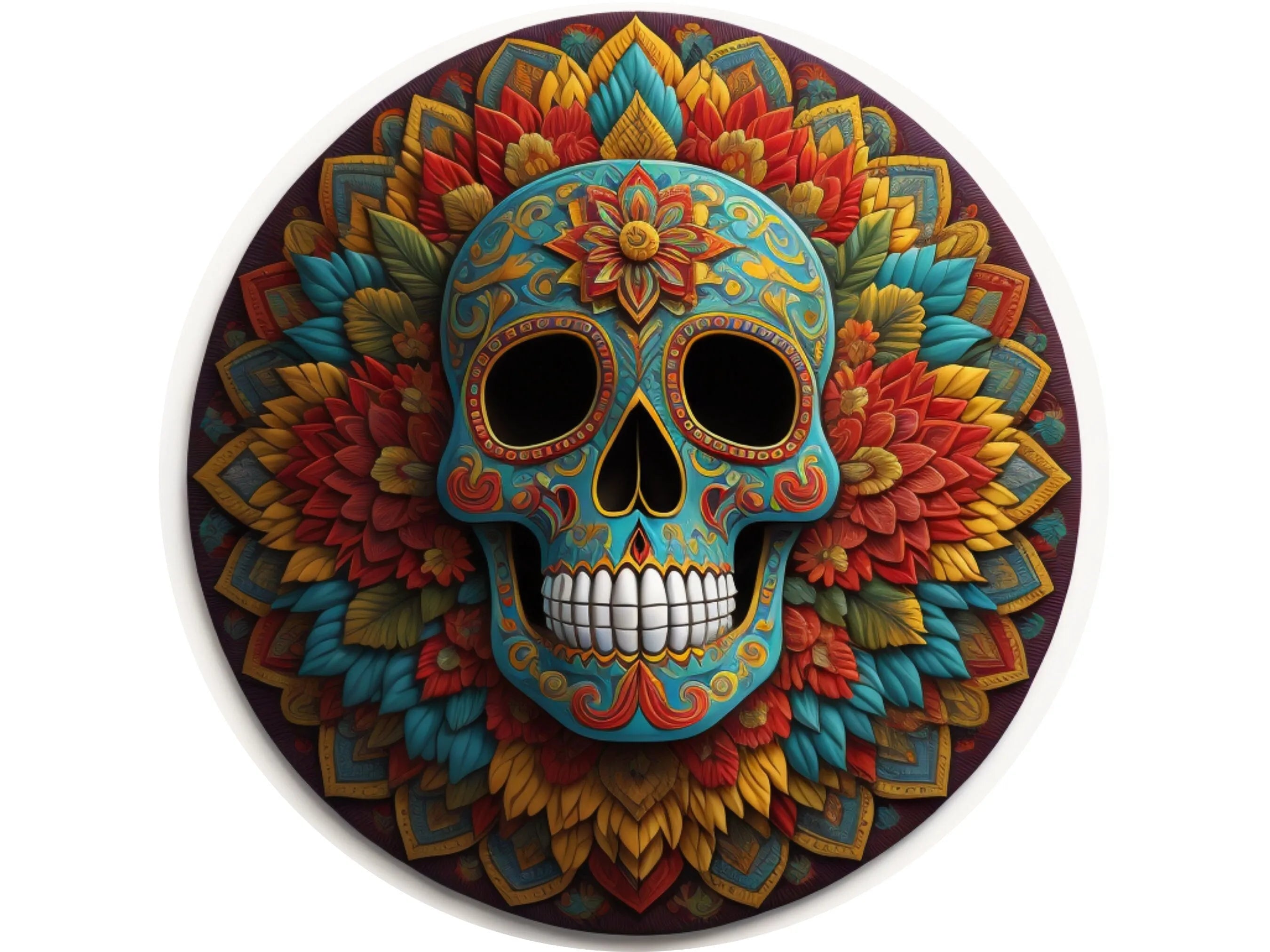 Letrero de corona del Día de los Muertos de estilo tallado en madera brillante con flores, letrero del Día de los Muertos, letrero para Halloween