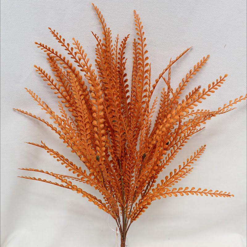 21 Inch Burnt Orange Artificial Peacock Fern Bush with 10 Fanned Fronds