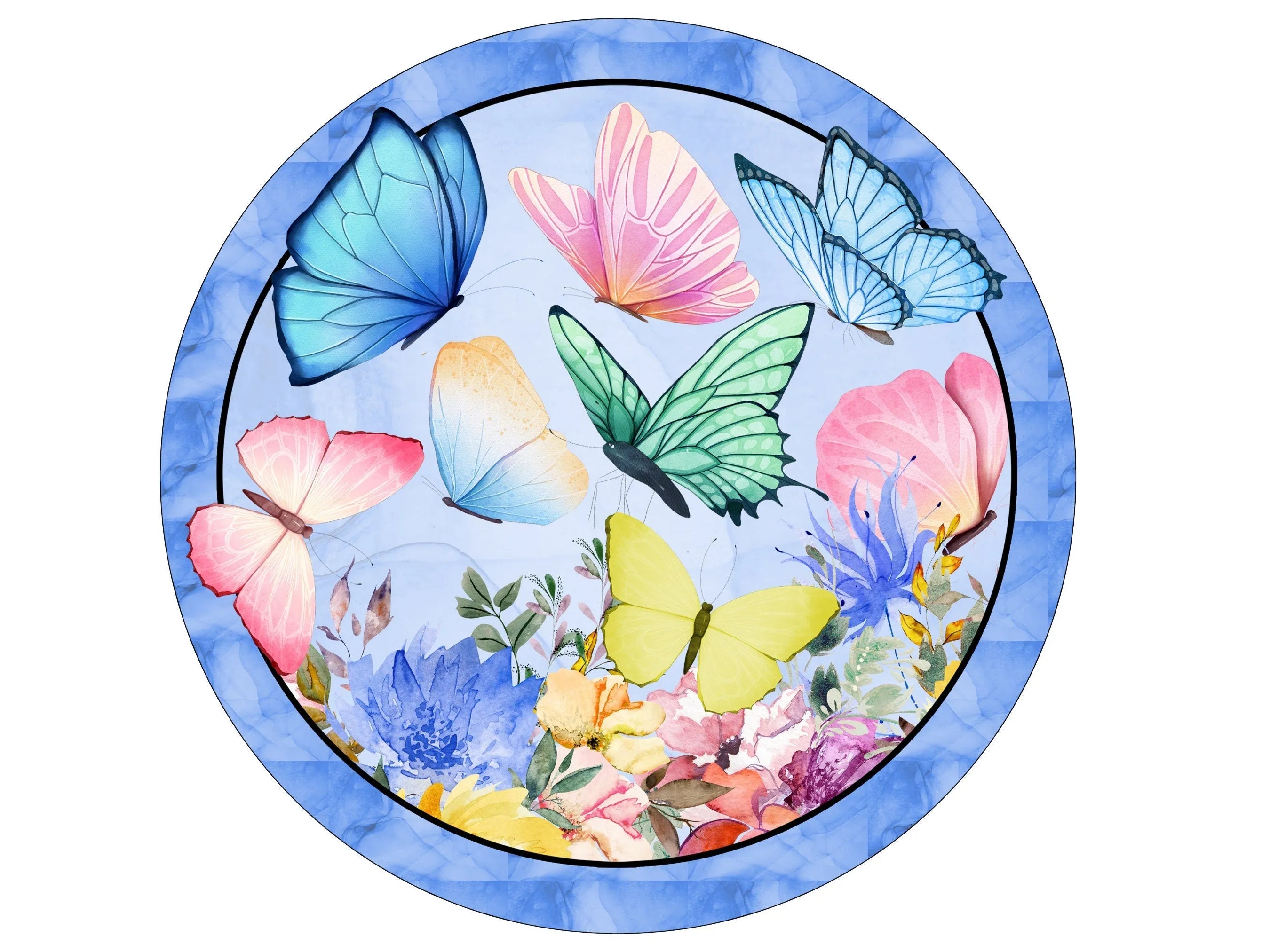 butterfly garden watercolor wreath sign, butterfly sign, butterfly wall art, butterfly lover sign, butterflies and flowers sign