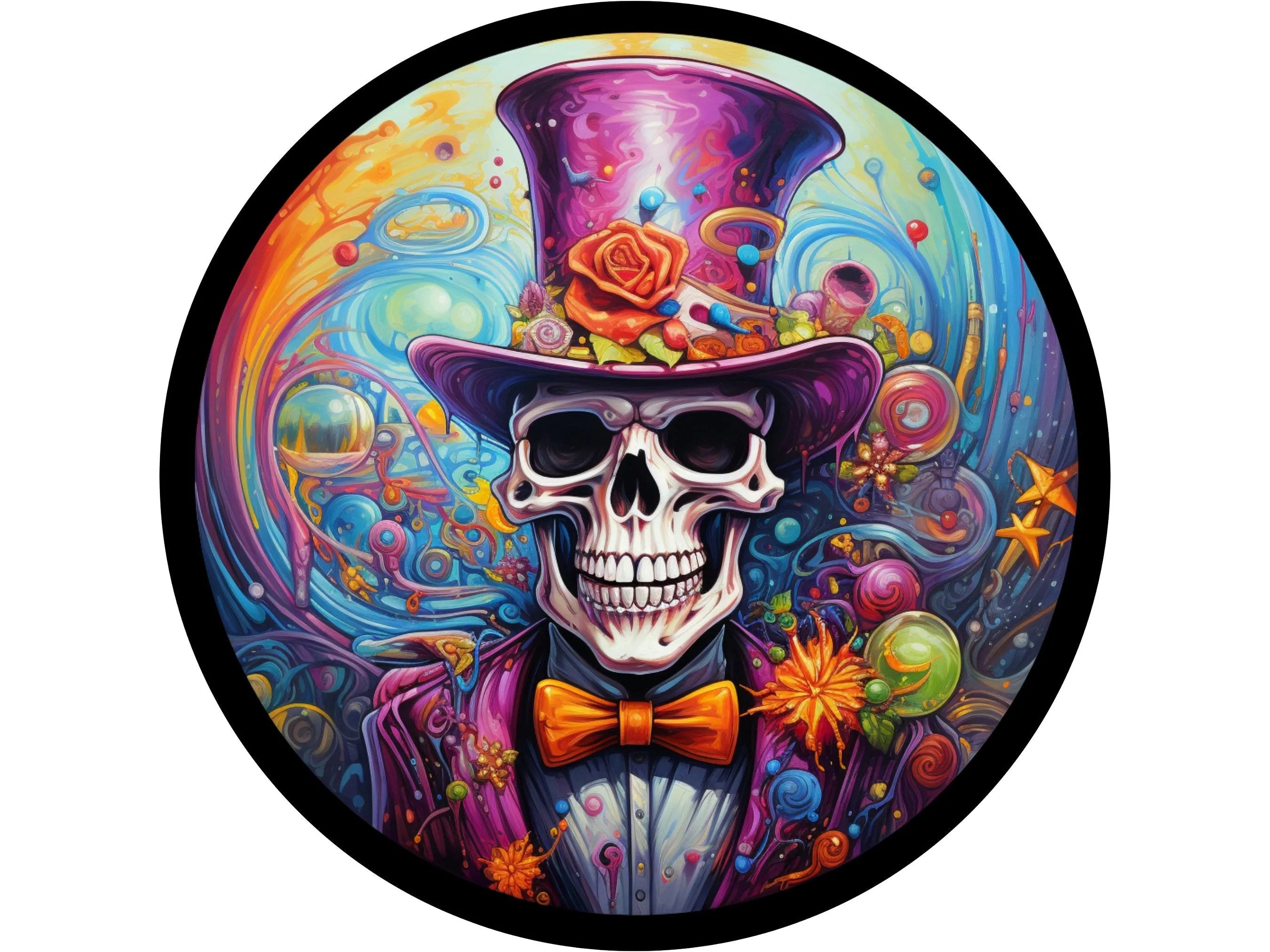 Colorful Skull Metal Sign, Psychedelic Wall Art, Vibrant Skeleton Decor, Funky Home Decoration, Unique Skull Design, Perfect Gift Idea