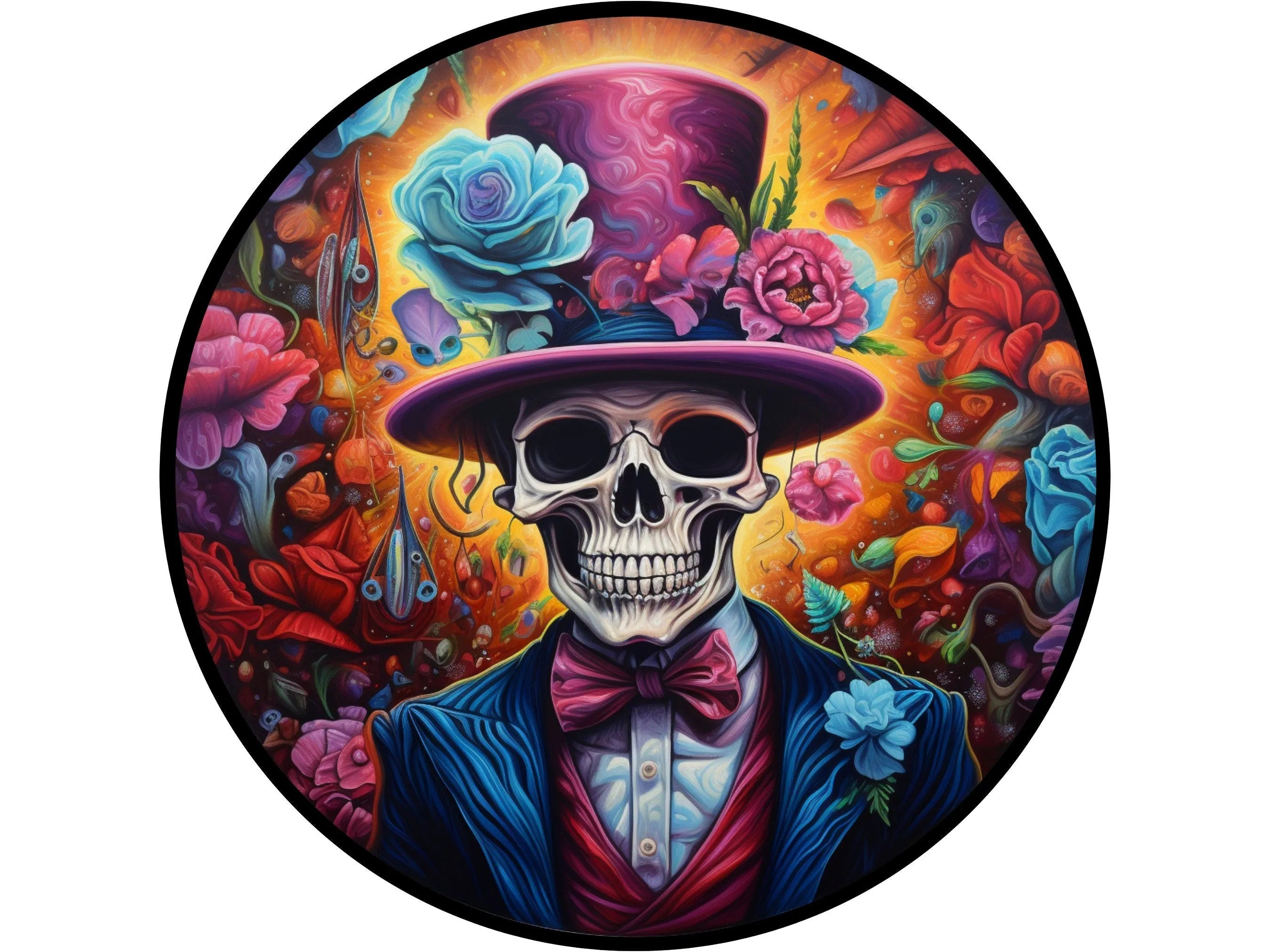 Colorful Skull Metal Sign, Psychedelic Wall Art, Vibrant Skeleton Decor, Funky Home Decoration, Unique Skull Design, Perfect Gift Idea