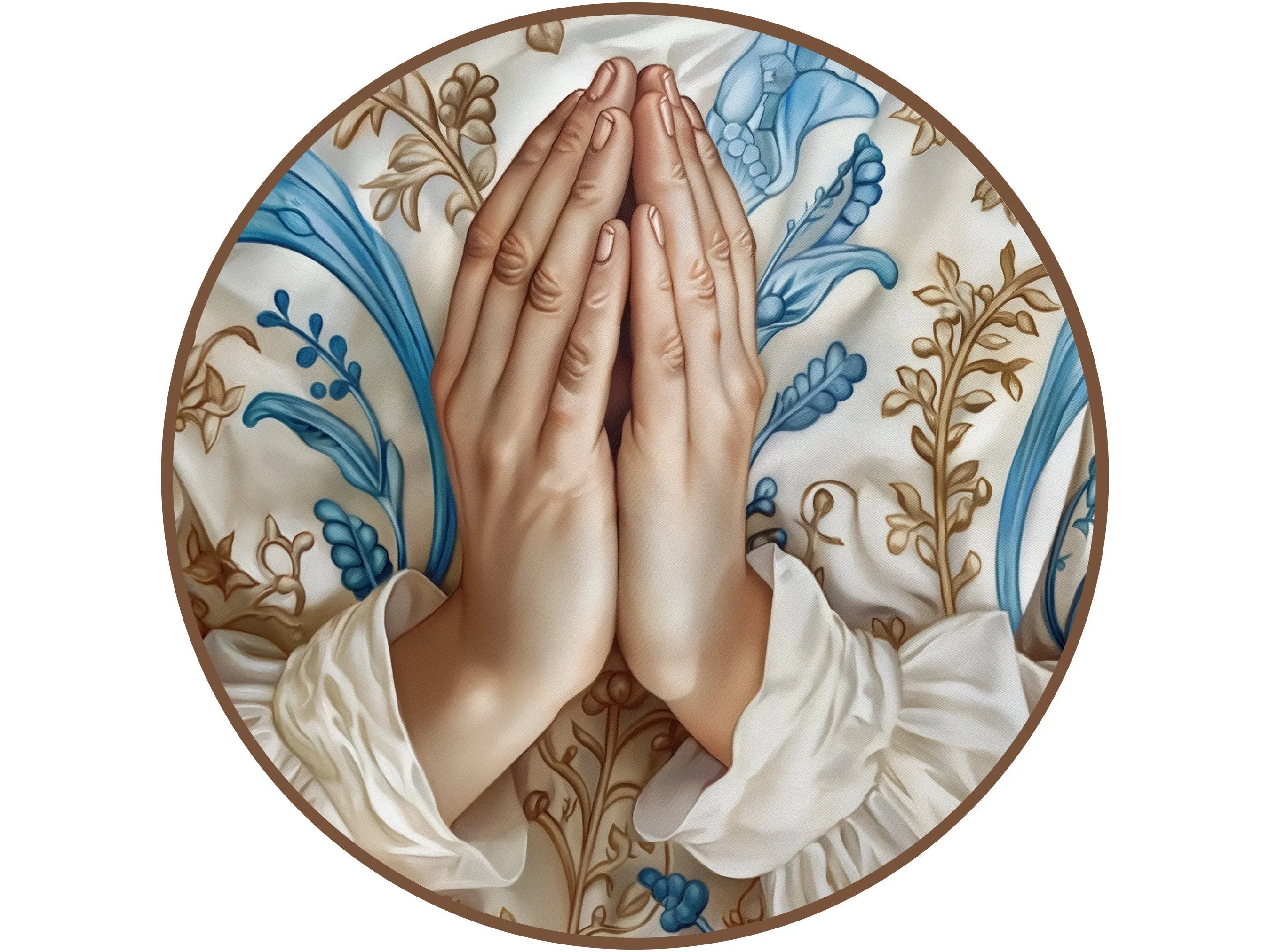 Elegante letrero metálico con manos en oración, arte mural espiritual, decoración religiosa inspiradora, decoración del hogar basada en la fe, letrero bellamente elaborado.