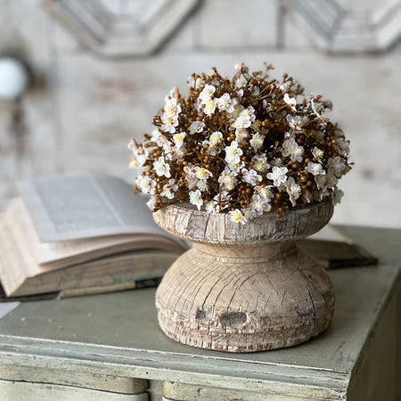 Emmeline Half Sphere Fawn, 8 Inch Floral Half Ball, Neutral Mini Flower Arrangement, Farmhouse Tabletop Decor