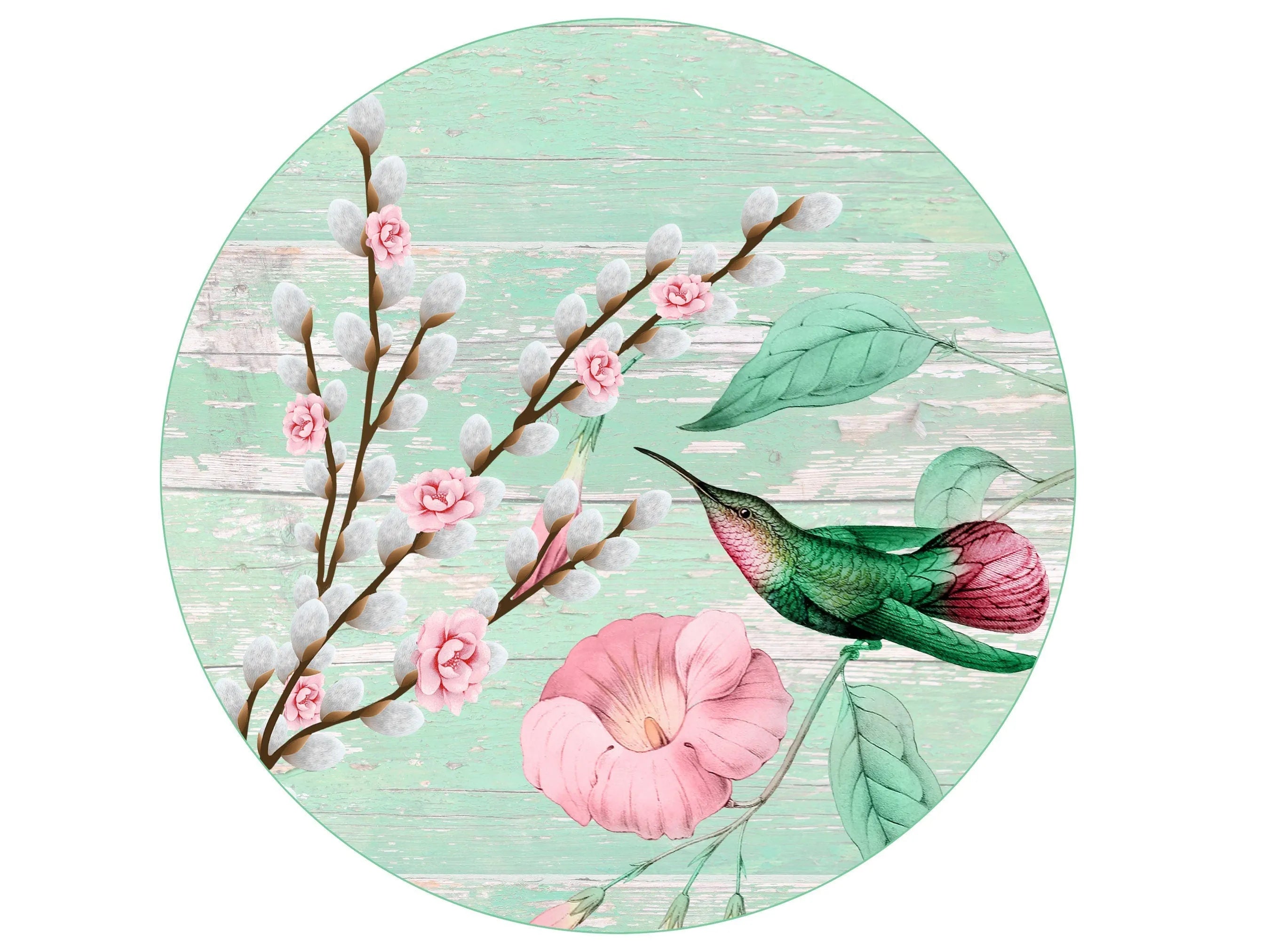 Letrero floral de corona de colibrí, accesorio de corona de colibrí, letrero inspirador, diseño floral de acuarela, coleccionista de colibríes