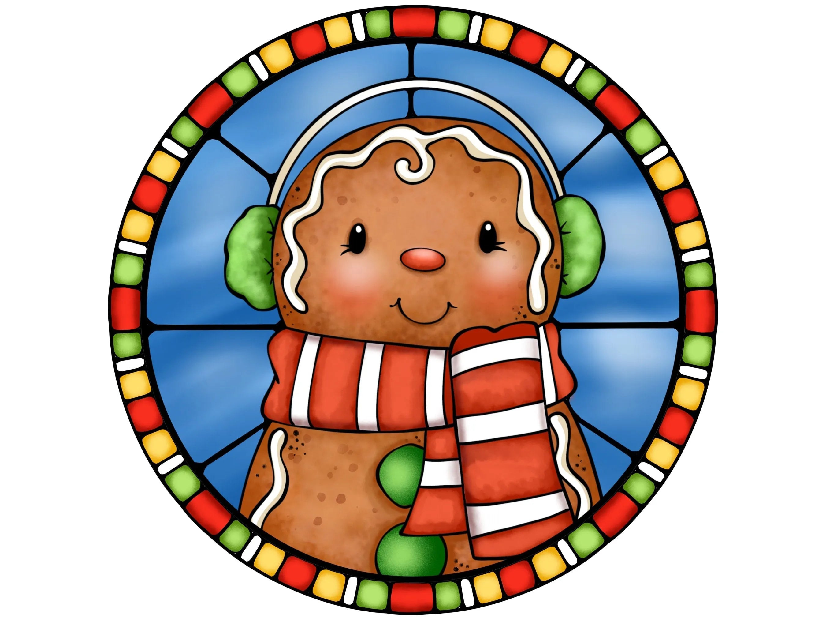 Letrero de vitral de muñeco de nieve de jengibre, Letrero de vitral de jengibre, Letrero de vitral de jengibre navideño, Letrero de muñeco de nieve