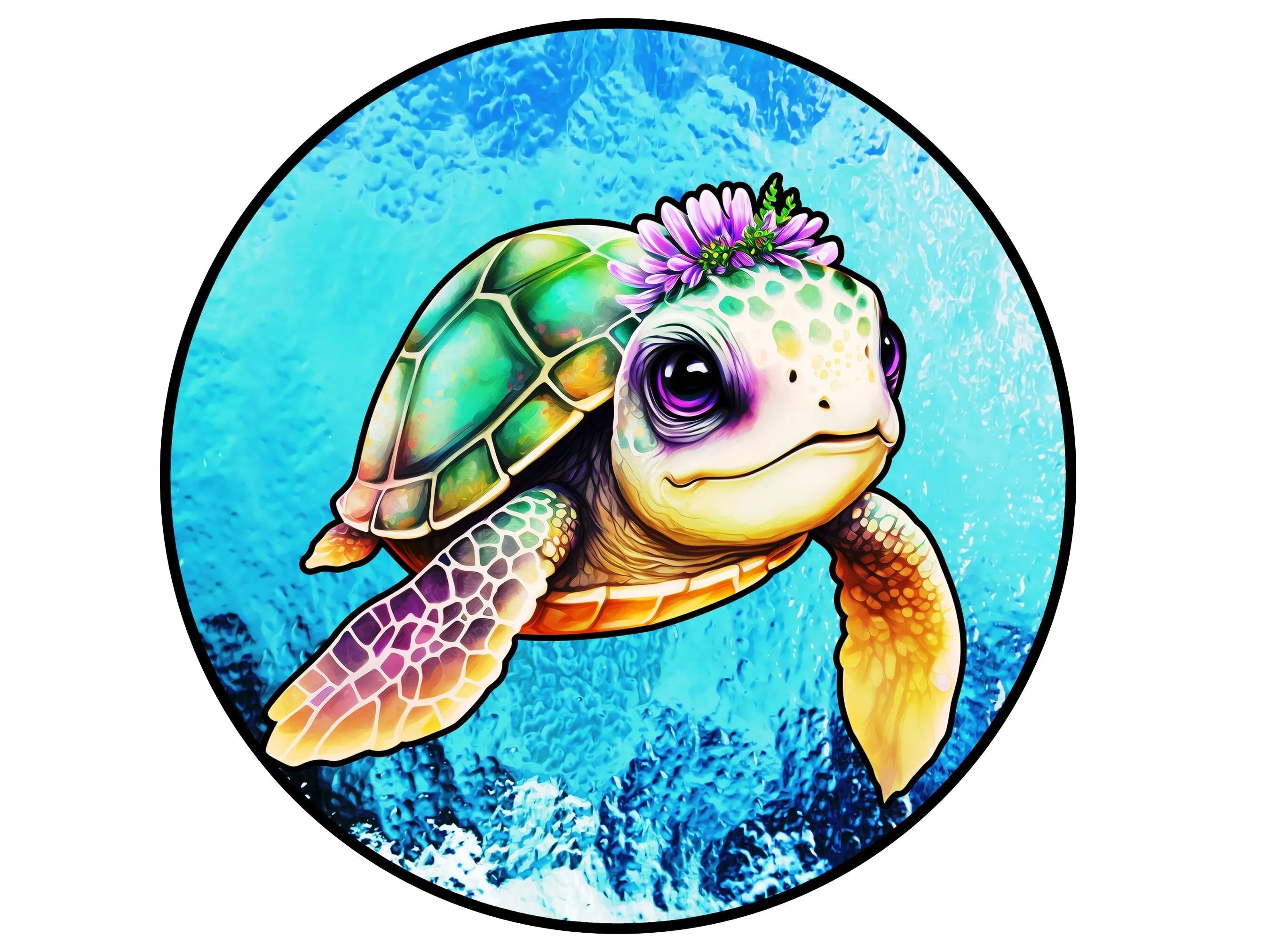 Corona de tortuga marina con diseño de niña, accesorio de corona de tortuga marina nadando en el océano, arte de pared de tortuga marina