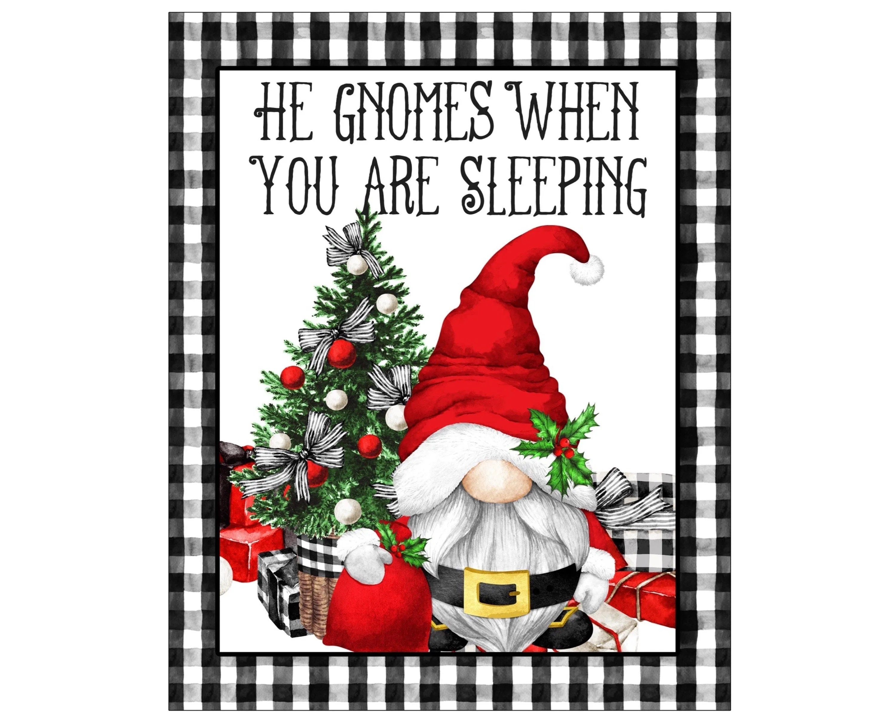 Gnome Santa Sign, Gnome Christmas sign, gnome family decor, Santa sign, gnome Christmas tree sign, Santa Gnome wall art, Christmas Tree