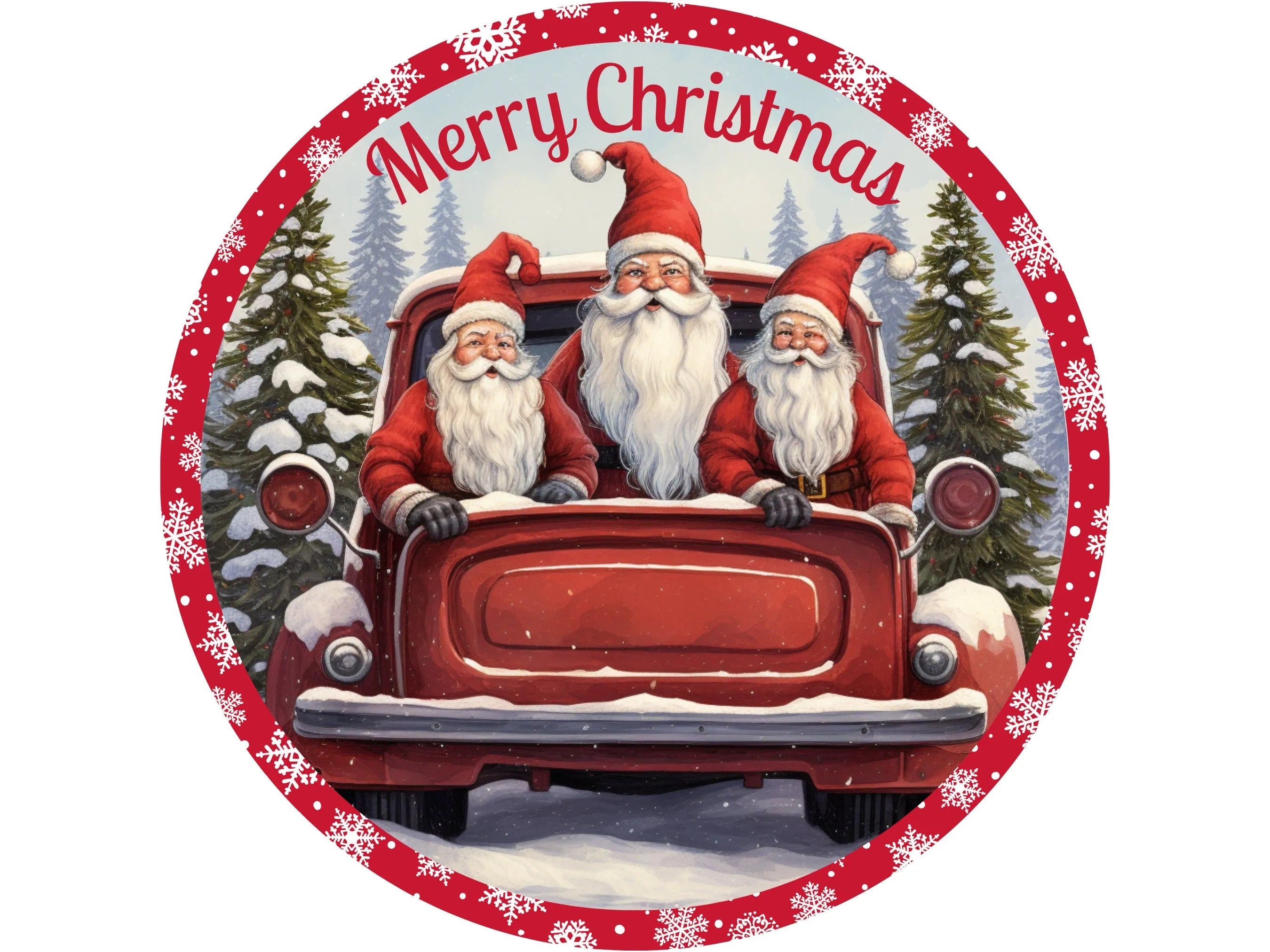 Gnome vintage red antique truck Merry Christmas wreath sign, sign for Christmas, sign for December