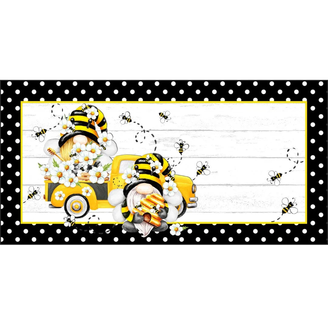 Gnome vintage truck bees metal wreath sign, farmhouse shiplap daisy wall art, sign for summer, sign for kitchen