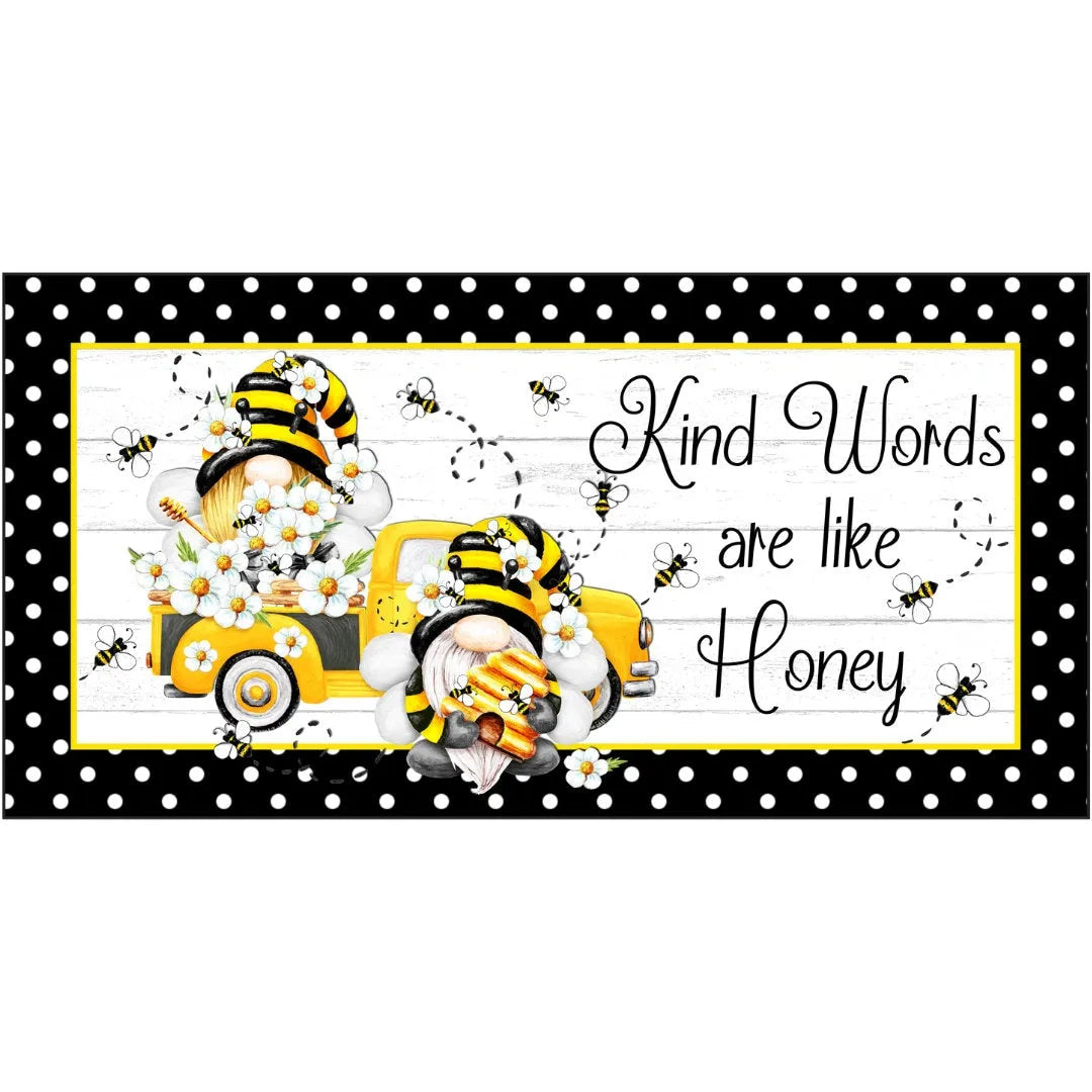 Gnome vintage truck bees metal wreath sign, farmhouse shiplap daisy wall art, sign for summer, sign for kitchen