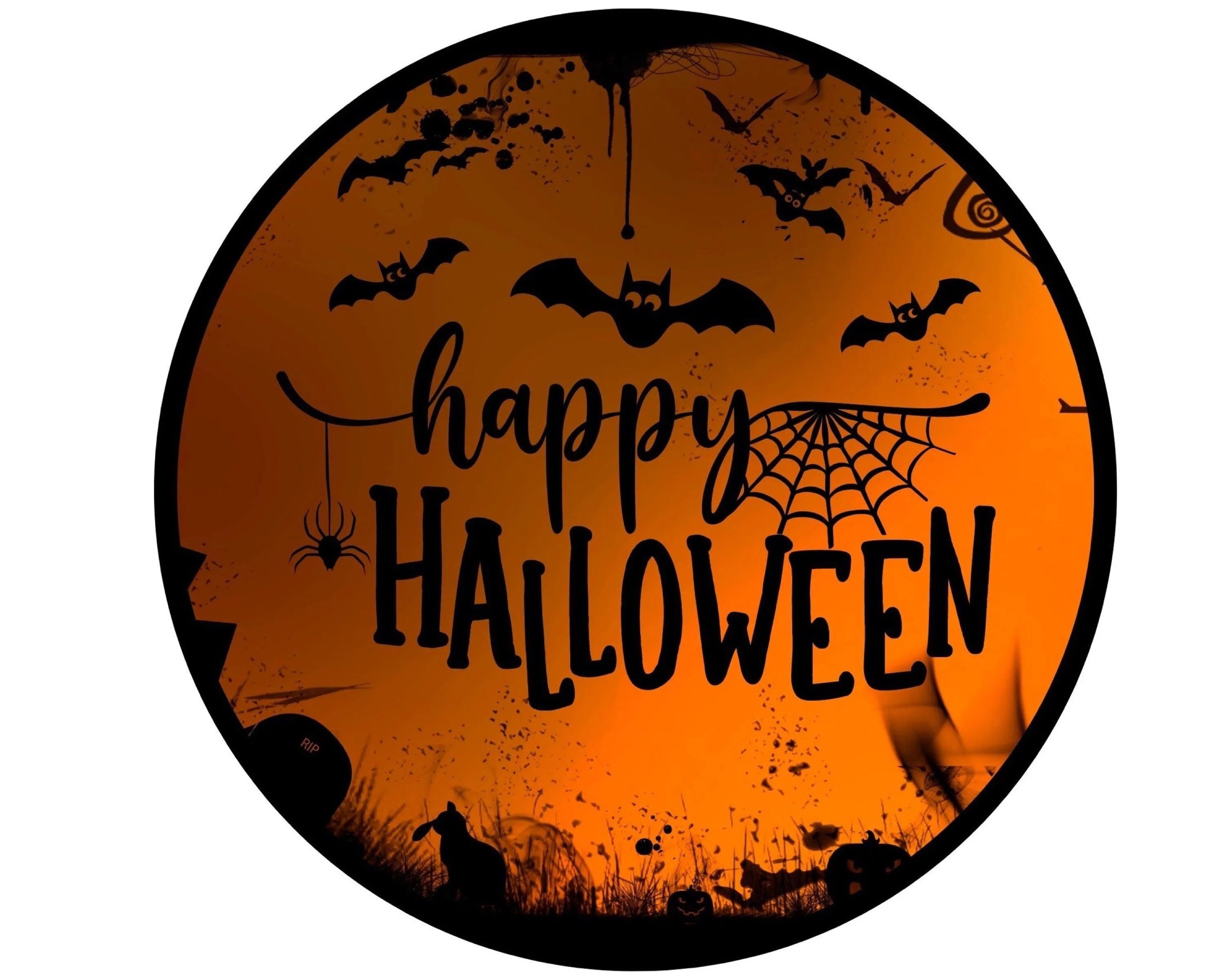 Letrero de corona de Feliz Halloween, accesorio de corona de Halloween, manualidad de Halloween, decoración de truco o trato, letrero de Halloween para puerta, arte de pared de Halloween