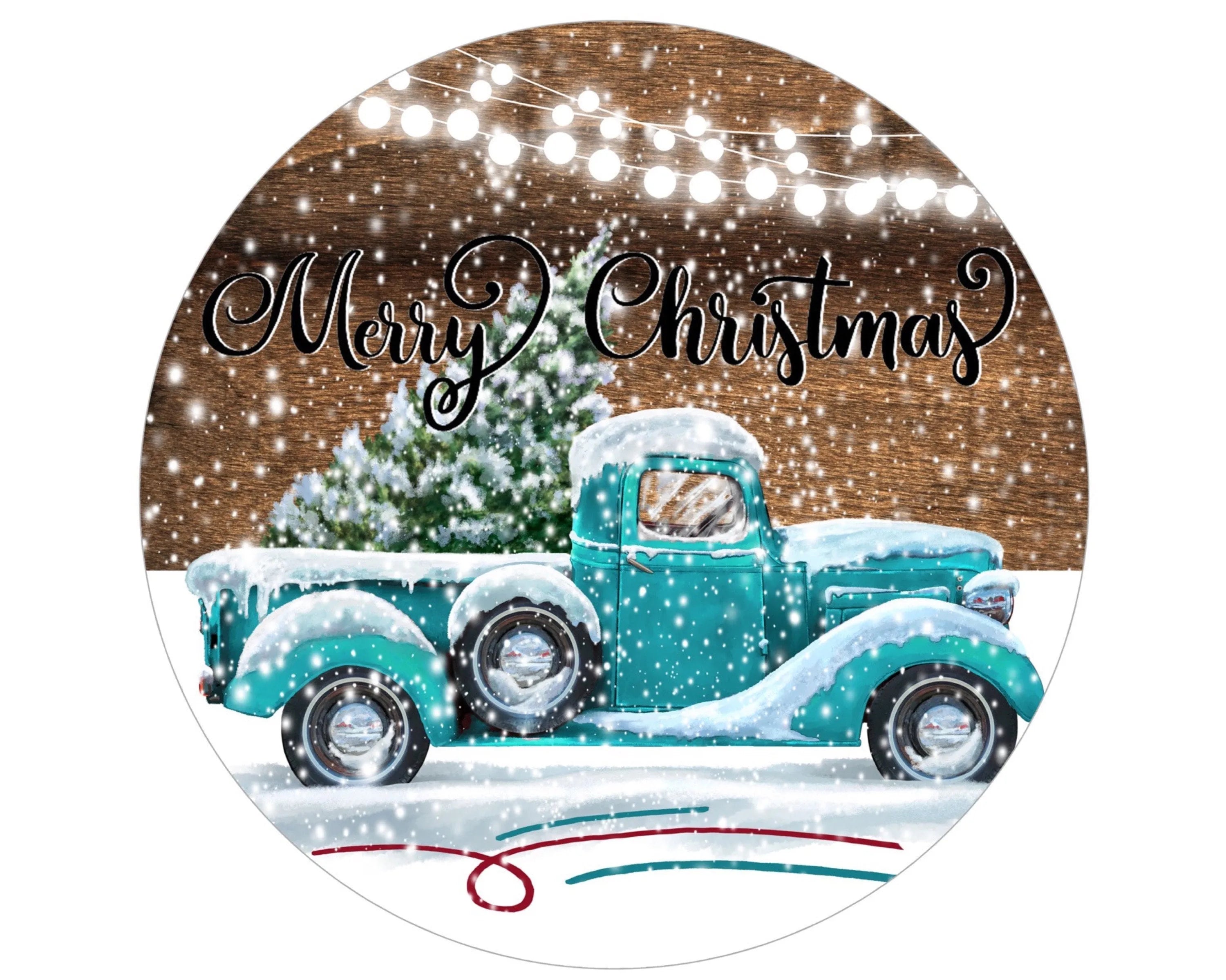 Merry Christmas Vintage Truck Sign, Merry Christmas sign, blue vintage truck decor, Christmas tree sign, Rustic Vintage Truck sign