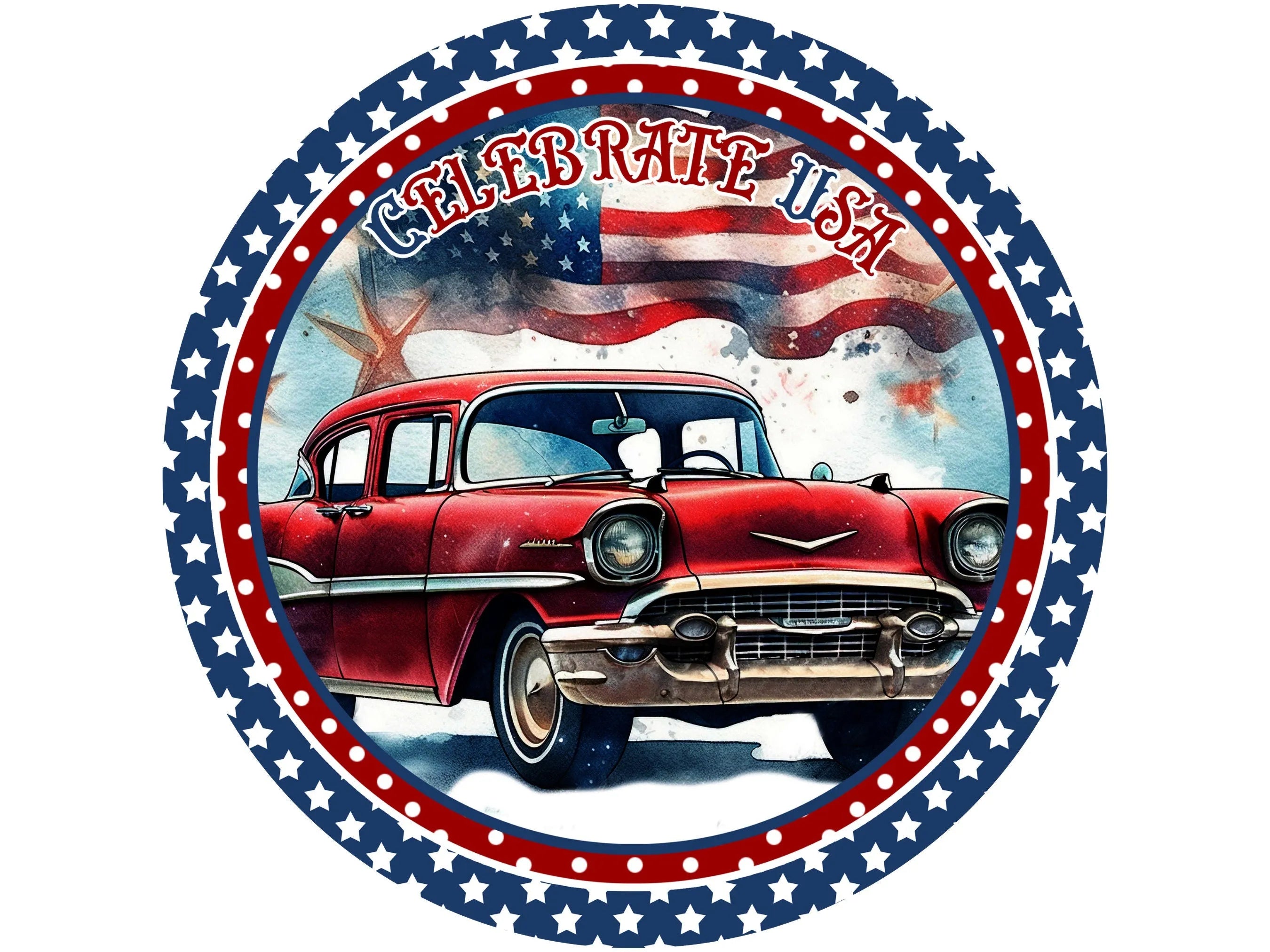 Patriotic vintage car sign, vintage car americana decor, american flag sign, vintage car sign, stars and stripes decor, 4th of july