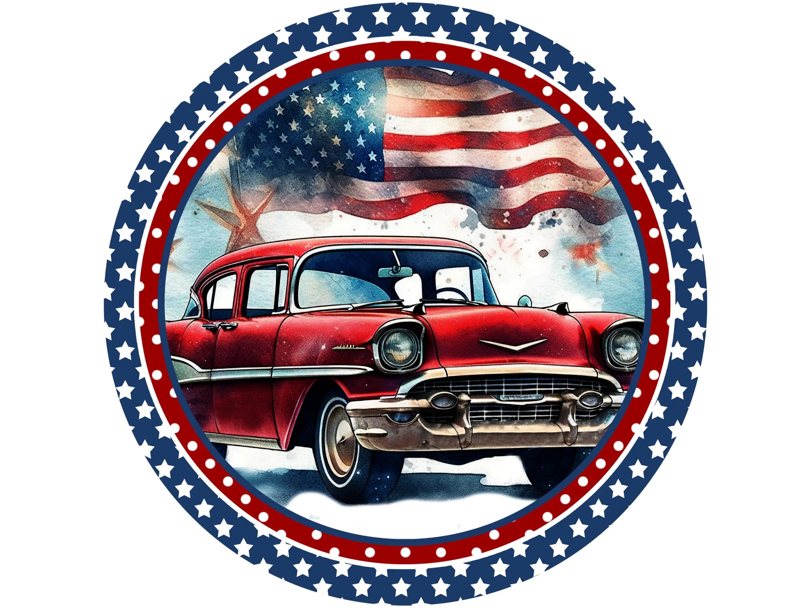 Patriotic vintage car sign, vintage car americana decor, american flag sign, vintage car sign, stars and stripes decor, 4th of july