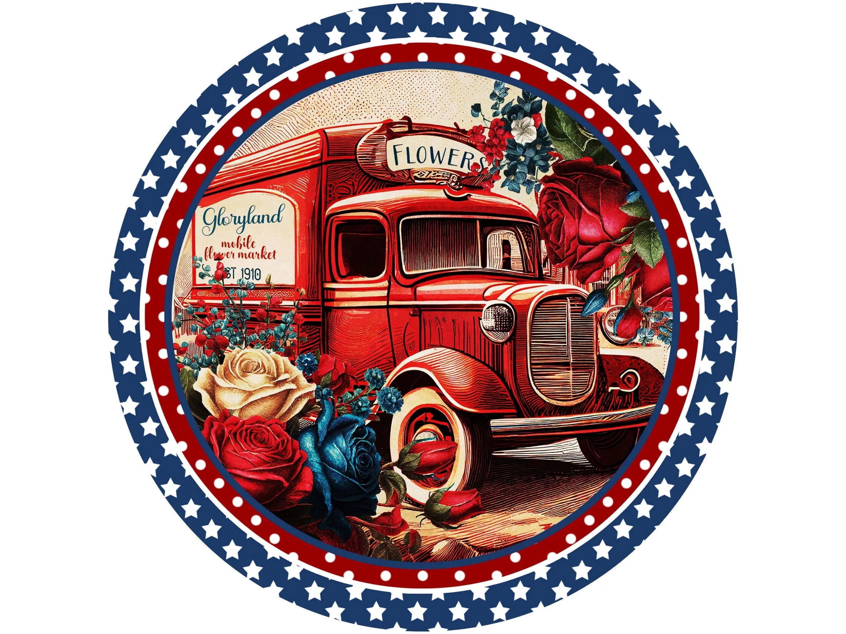 Patriotic vintage truck sign, vintage truck americana decor, american flag sign, vintage truck sign, stars and stripes decor, 4th of july