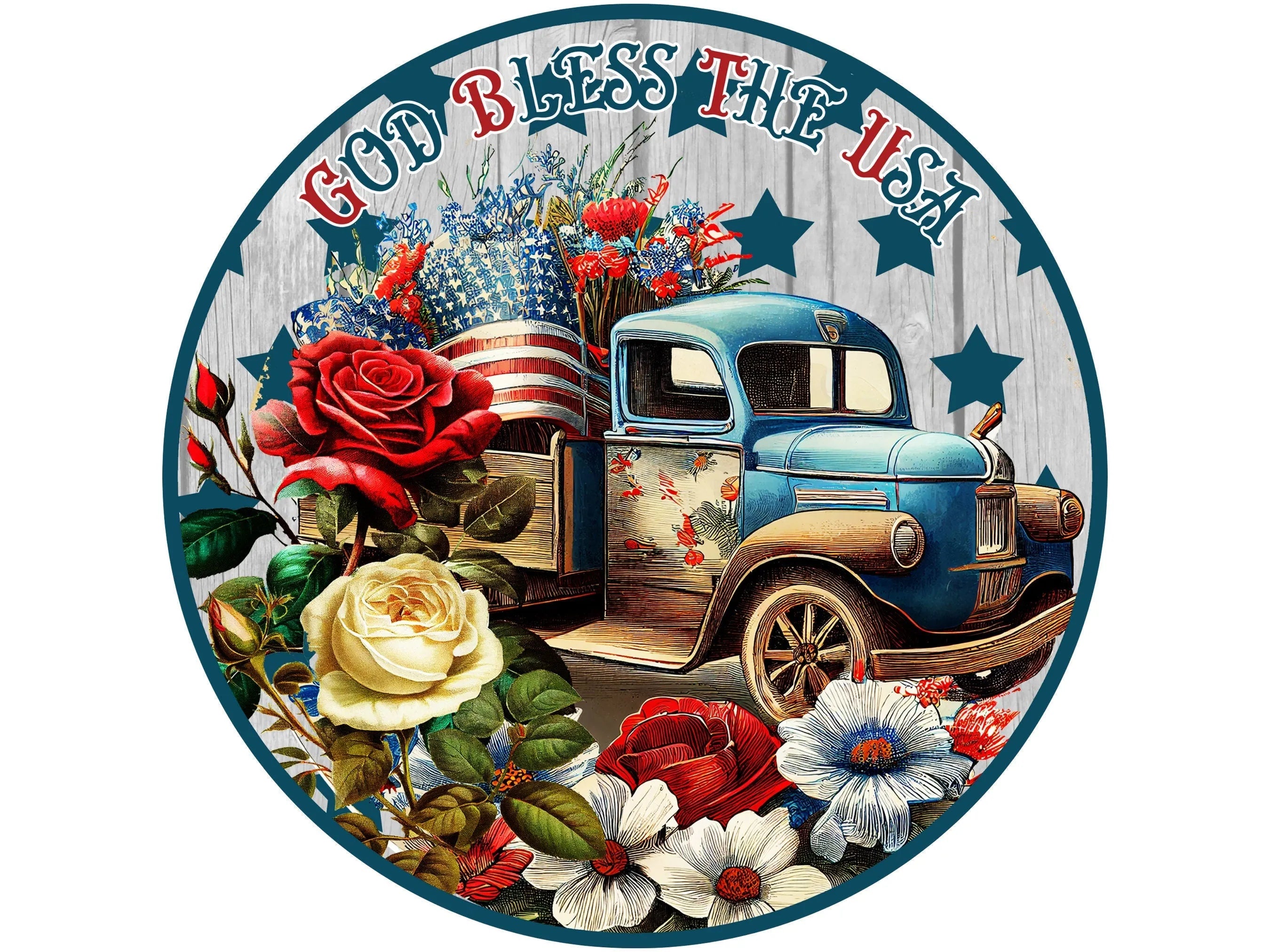 Patriotic vintage truck sign, vintage truck americana decor, american flag sign, vintage truck sign, stars and stripes decor, 4th of july
