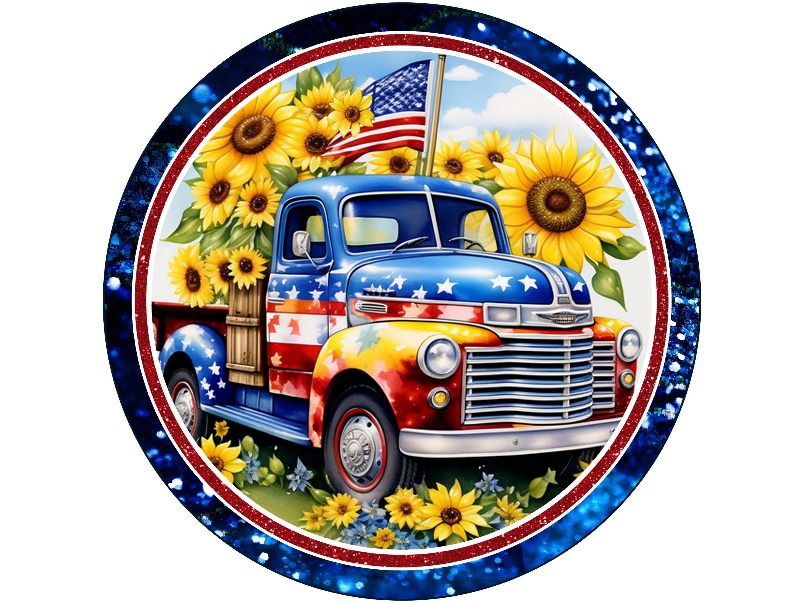Patriotic vintage truck sign, vintage truck americana decor, american flag sign, vintage truck sign, stars and stripes decor, 4th of july