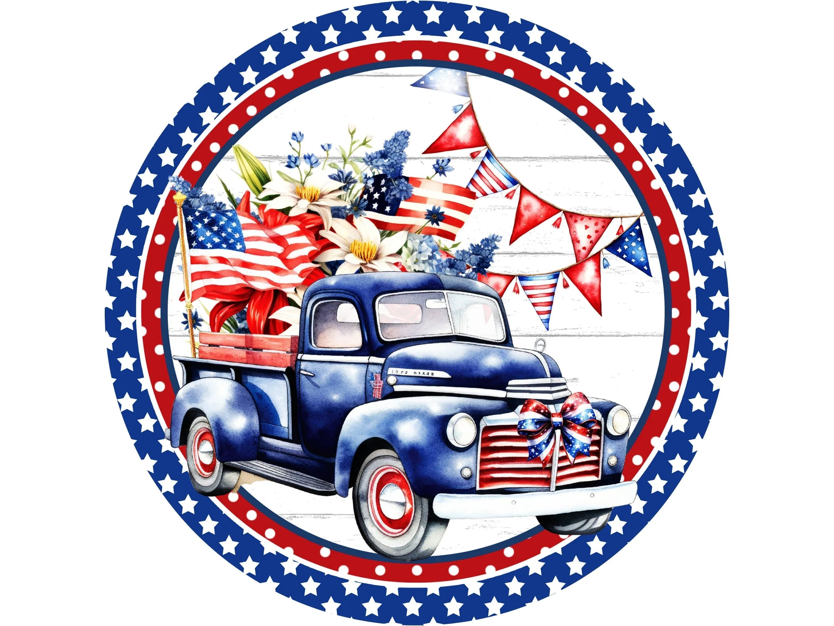Patriotic vintage truck sign, vintage truck americana decor, american flag sign, vintage truck sign, stars and stripes decor, 4th of july