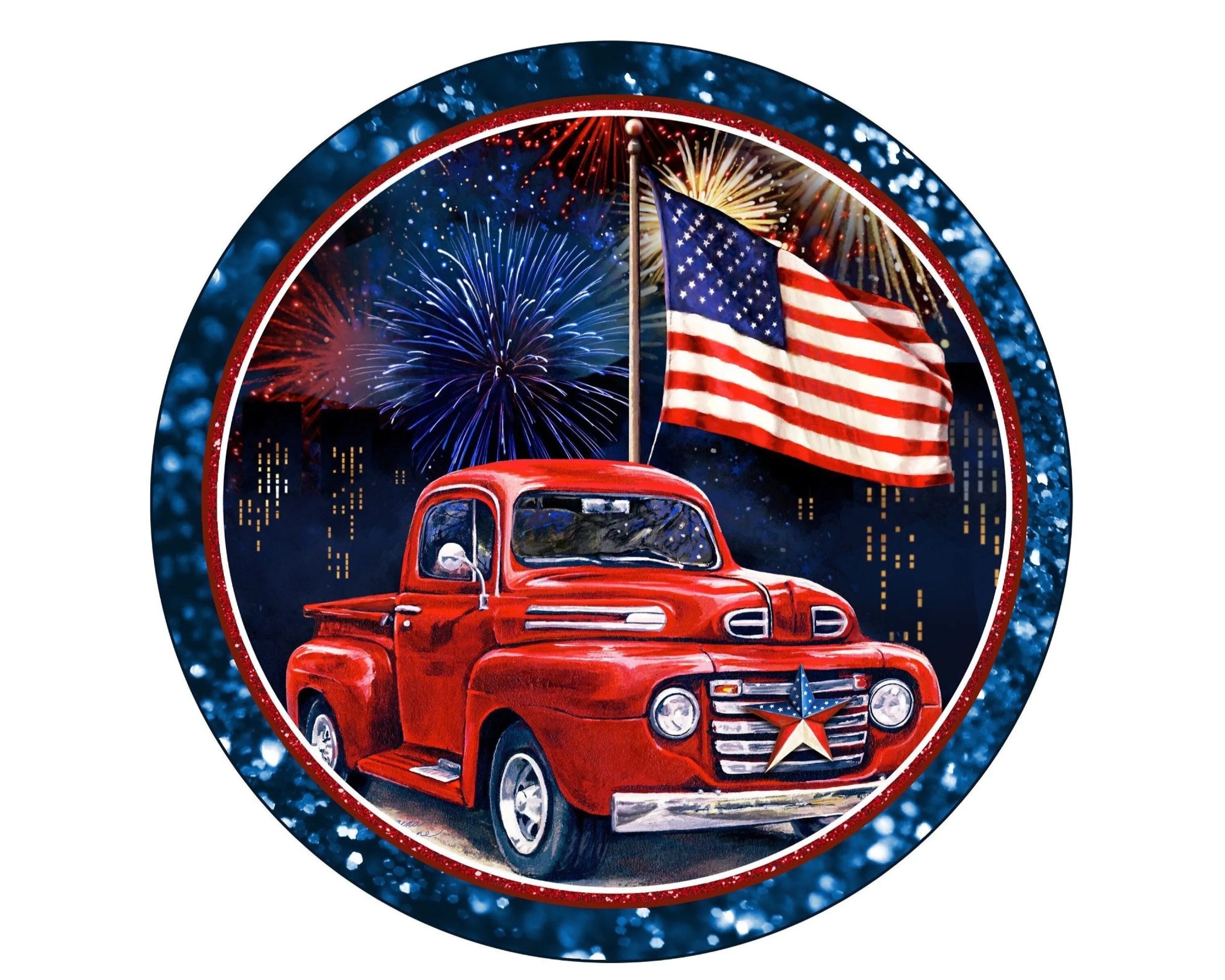 Patriotic vintage truck sign, vintage truck americana decor, american flag sign, vintage truck sign, stars and stripes decor, 4th of july