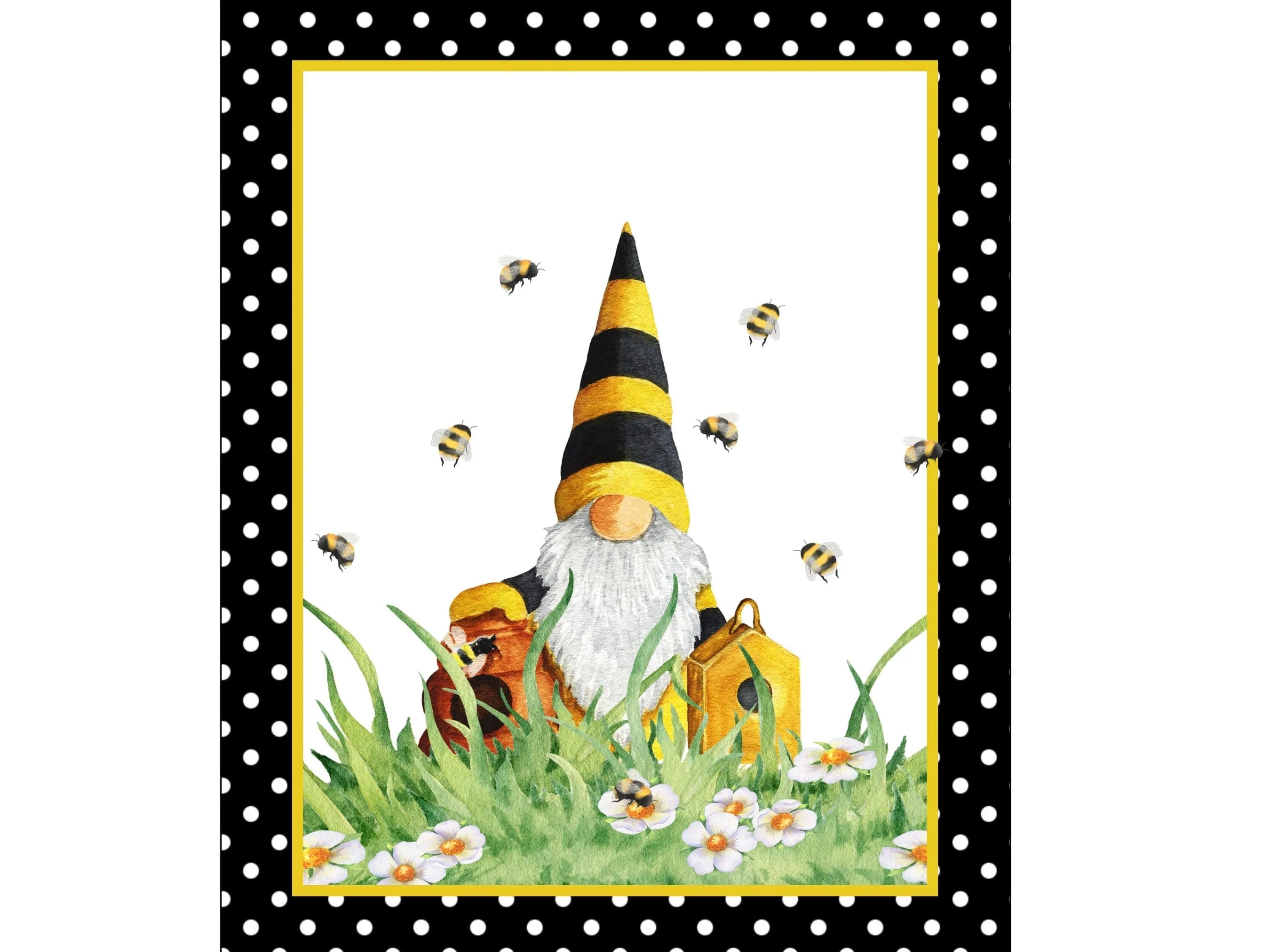 Letrero de corona de metal con diseño de gnomo de lunares, abeja, margaritas y abejas, decoración de abejas para la cocina, accesorio de corona de gnomo para colmena, letrero para el verano