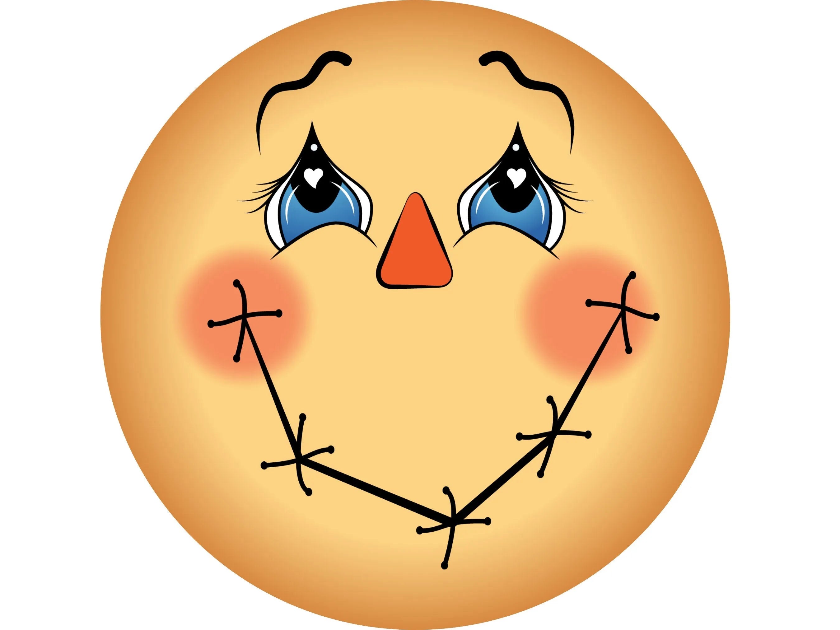 Corona de espantapájaros con mejillas sonrosadas y ojos azules, letrero n.° 6, divertida corona de espantapájaros otoñal, arte de pared de espantapájaros