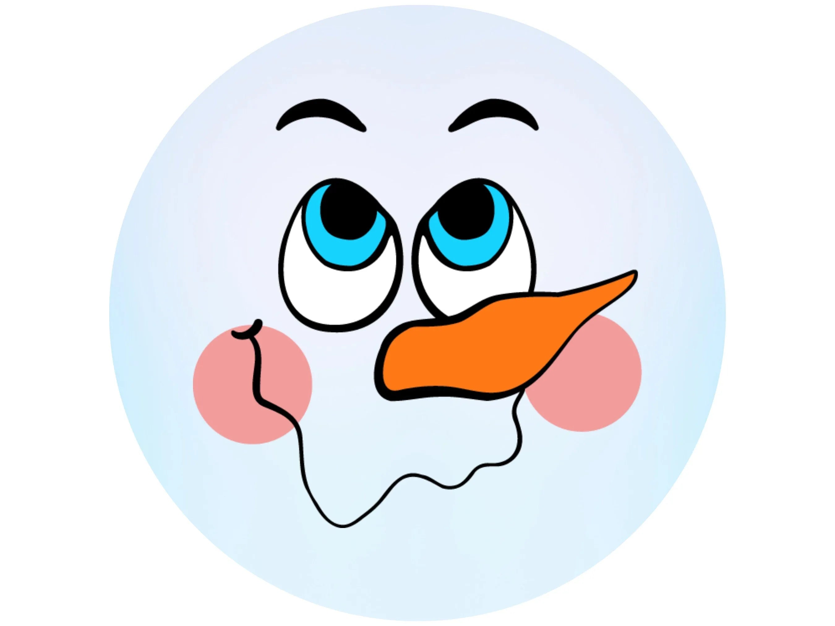 Corona de muñeco de nieve con mejillas sonrosadas y ojos azules, divertida corona de muñeco de nieve de invierno, arte de pared de muñeco de nieve.