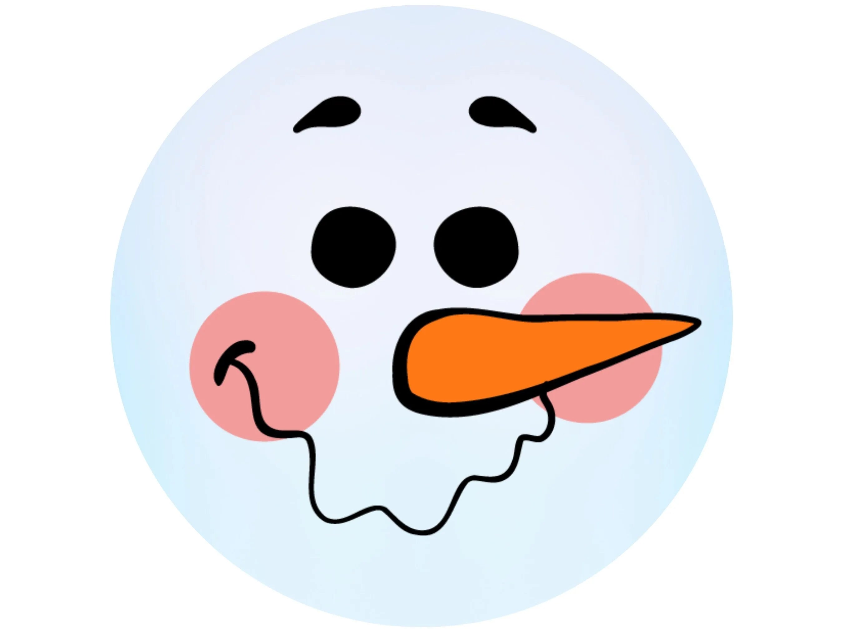 Corona de muñeco de nieve con mejillas sonrosadas y ojos azules, divertida corona de muñeco de nieve de invierno, arte de pared de muñeco de nieve.