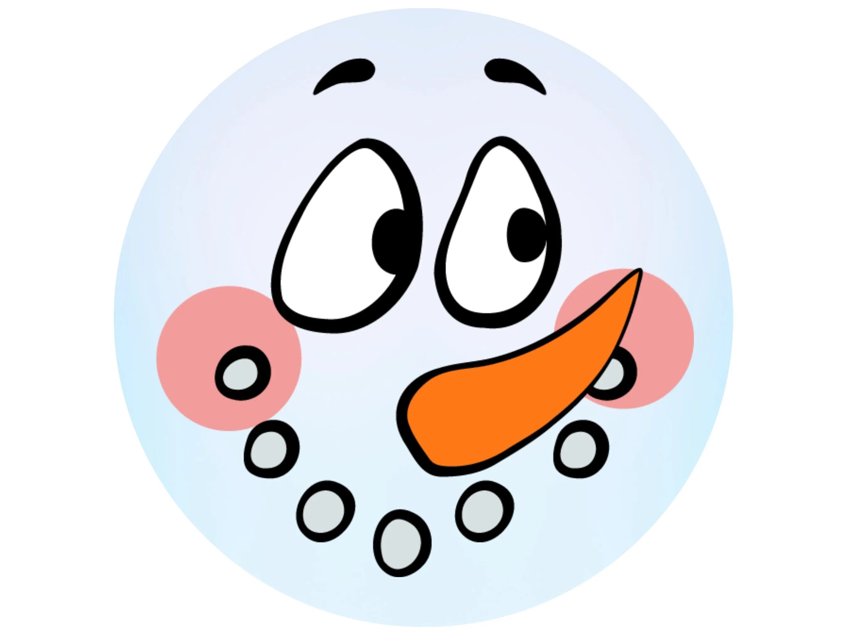 Corona de muñeco de nieve con mejillas sonrosadas y ojos azules, divertida corona de muñeco de nieve de invierno, arte de pared de muñeco de nieve.