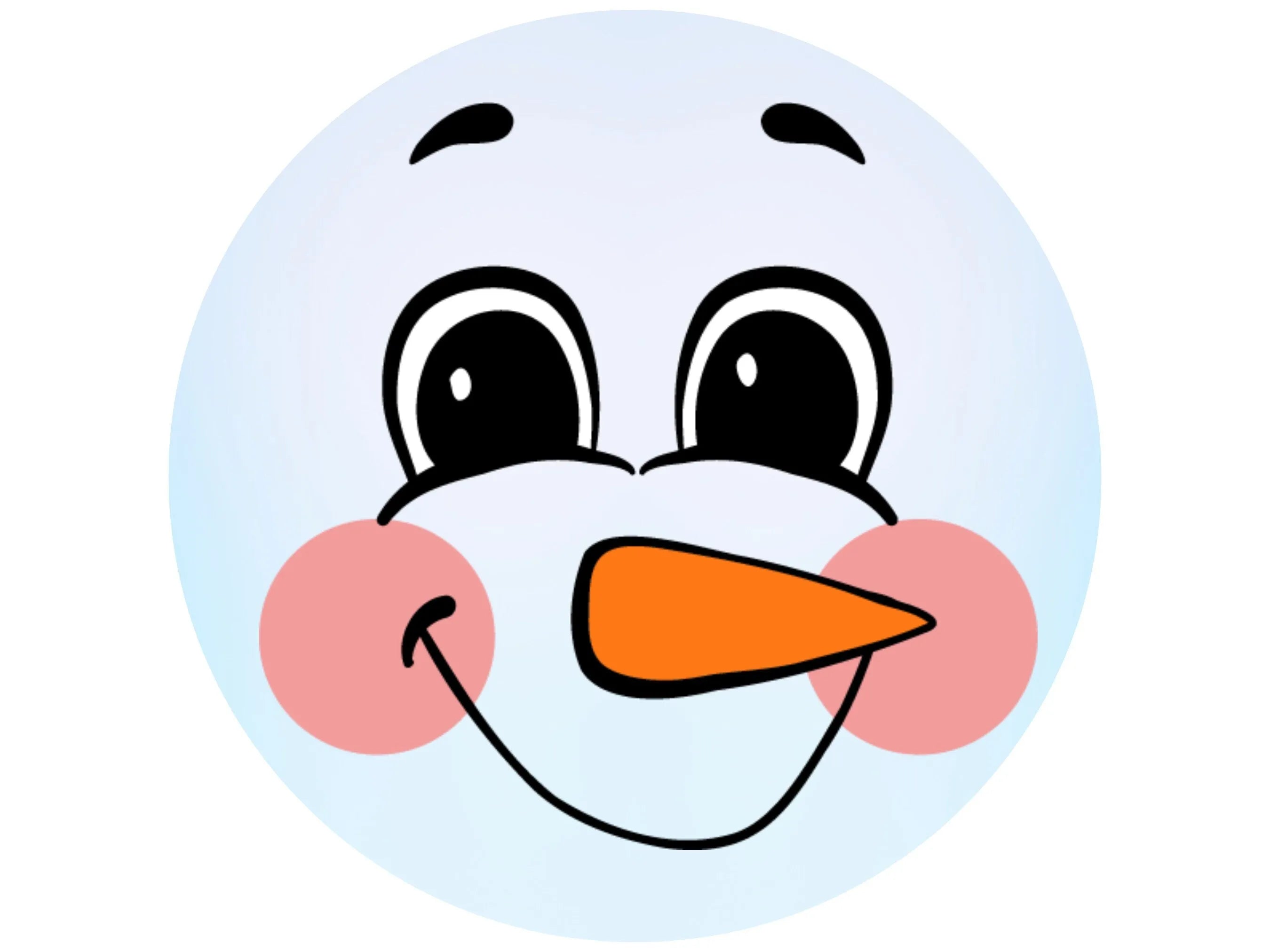 Corona de muñeco de nieve con mejillas sonrosadas y ojos azules, divertida corona de muñeco de nieve de invierno, arte de pared de muñeco de nieve.