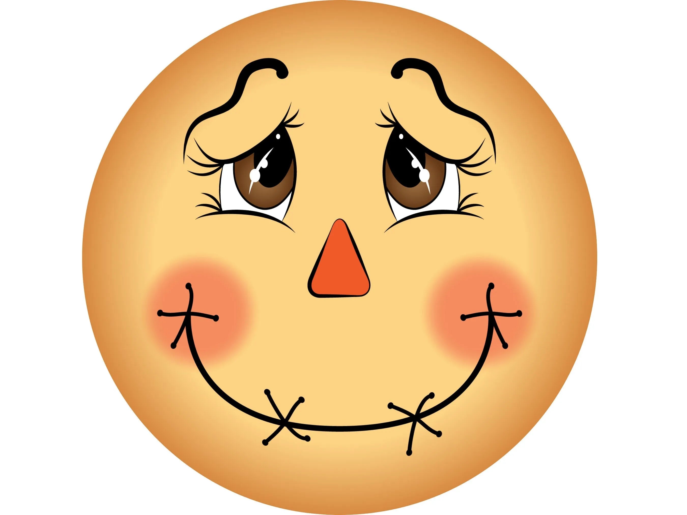 Corona de espantapájaros con mejillas sonrosadas y ojos marrones, letrero n.° 7, divertido adorno de corona de espantapájaros otoñal, arte de pared de espantapájaros