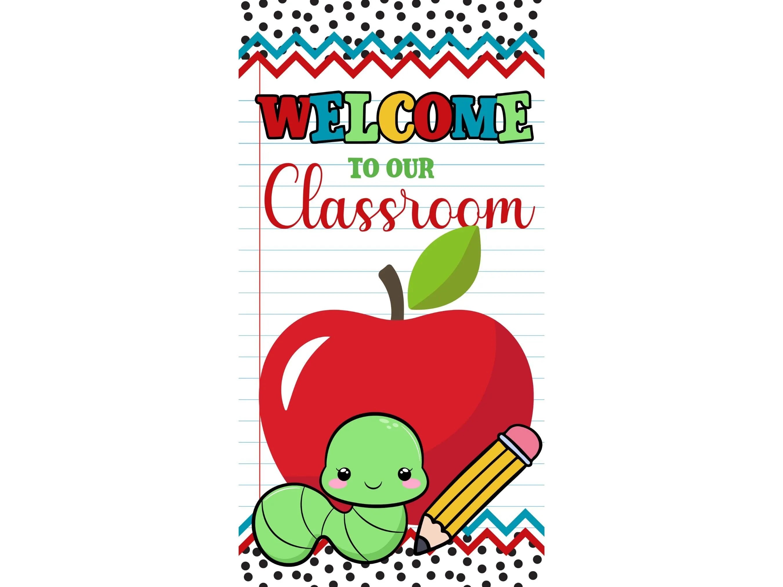 Letrero vertical para el profesor "Bienvenido a nuestro aula", decoración para el aula con temática de ratón de biblioteca y manzana, bonito letrero para la puerta de regreso a clases, regalo para el profesor de 6 x 12 pulgadas.