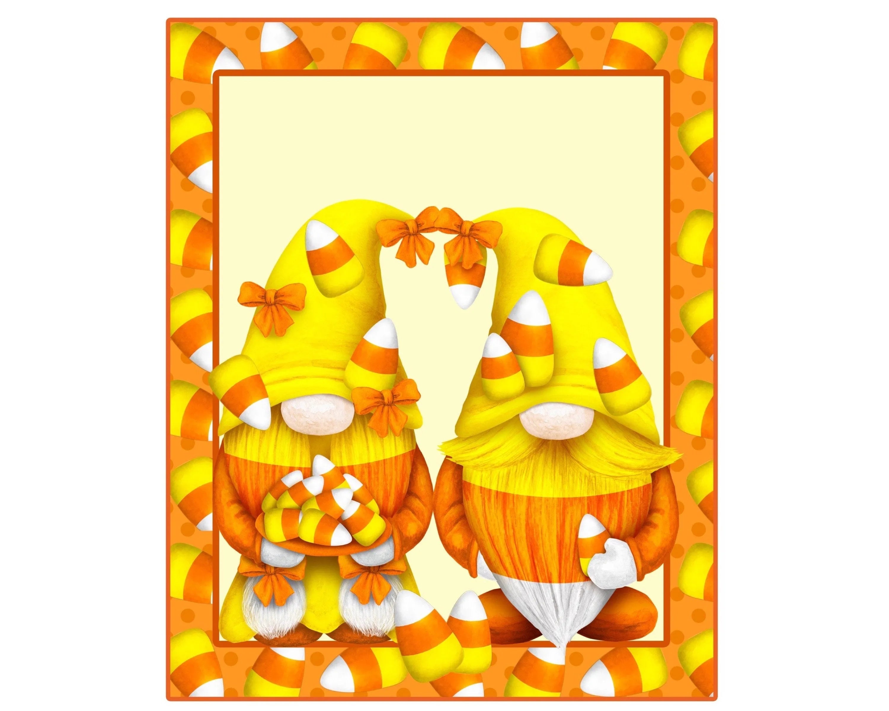 Letrero de corona de truco o trato, letrero de maíz dulce, letrero de gnomo de Halloween, decoración de truco o trato, decoración de gnomo de maíz dulce, letrero de pareja de gnomos