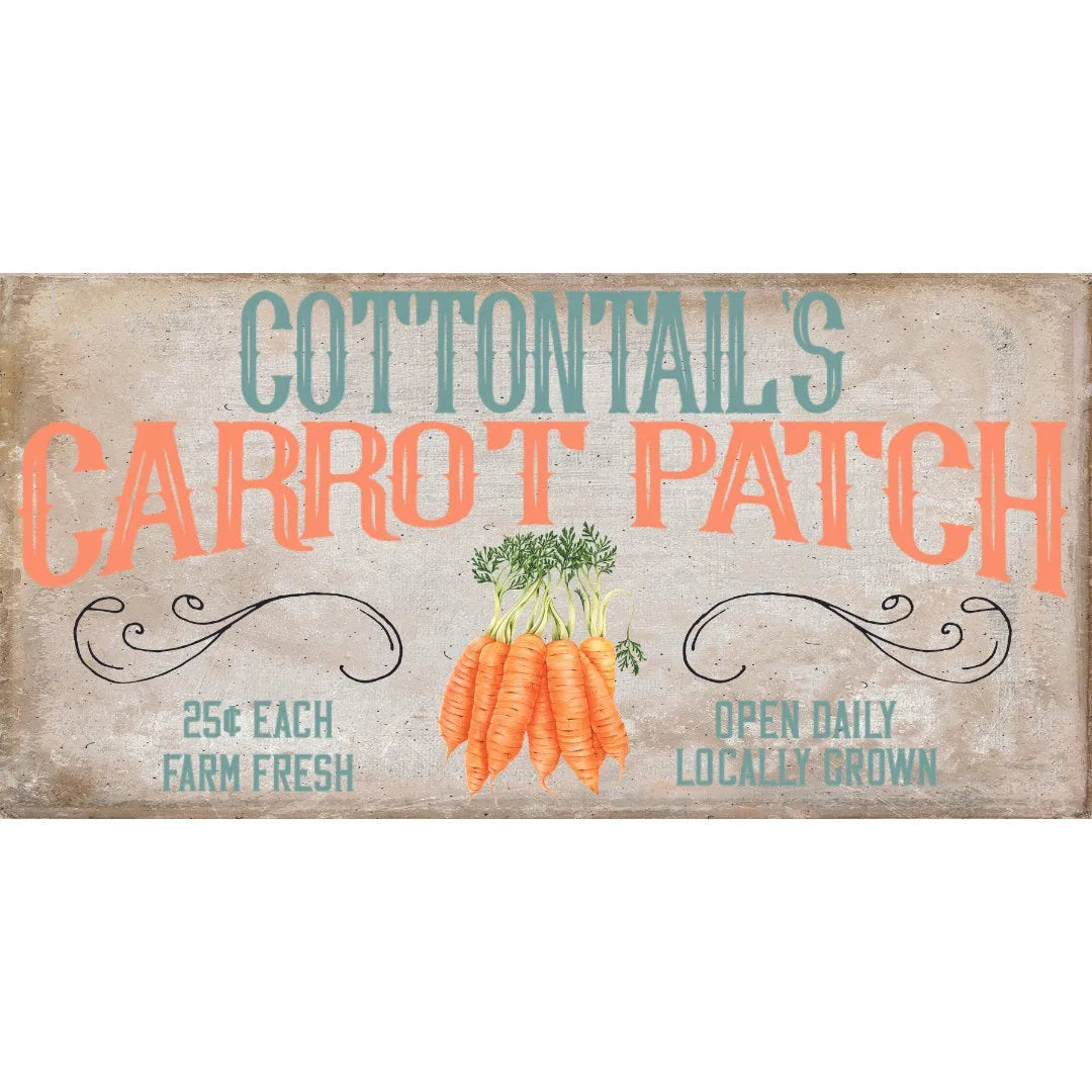 Letrero de corona de Pascua con placa de matrícula de Peter Cottontail Carrot Patch, accesorio de corona de Pascua antigua estrecha, arte de pared rústico de Pascua