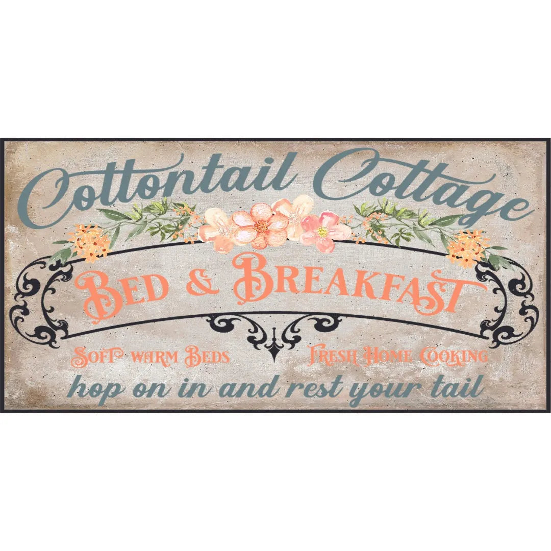 Letrero de corona de Pascua con matrícula de Peter Cottontail vintage, accesorio de corona de Pascua floral antigua estrecha, letrero rústico de Pascua