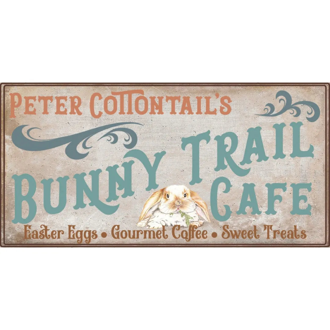 Letrero de corona de Pascua vintage con diseño de Peter Cotton Tail y conejitos, accesorio de corona de Pascua antiguo y estrecho, arte rústico de pared de Pascua