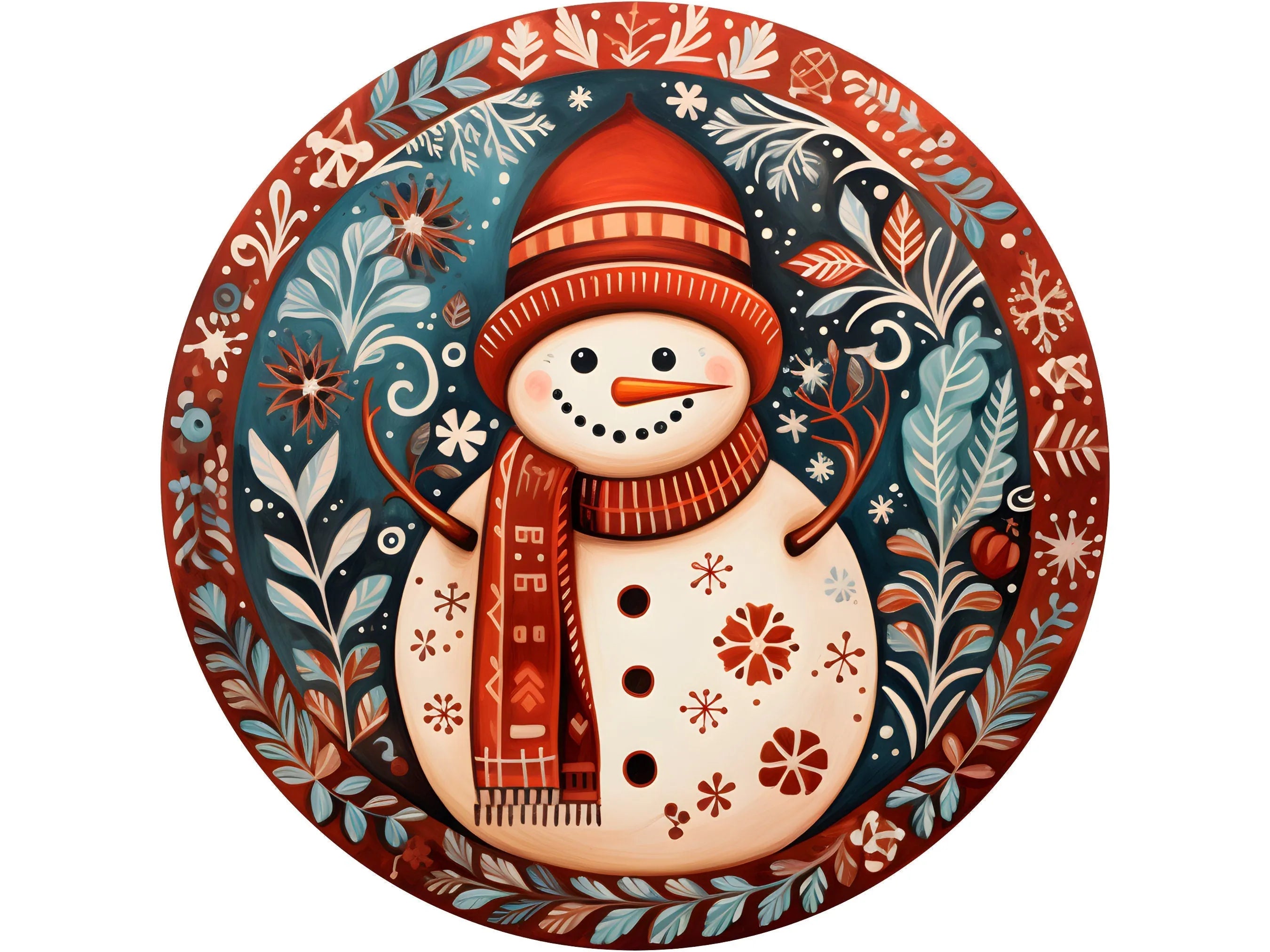 Vintage Snowman Christmas wreath sign, Floral Snowman Wreath Attachment, sign for December, sign for Christmas, sign for Winter