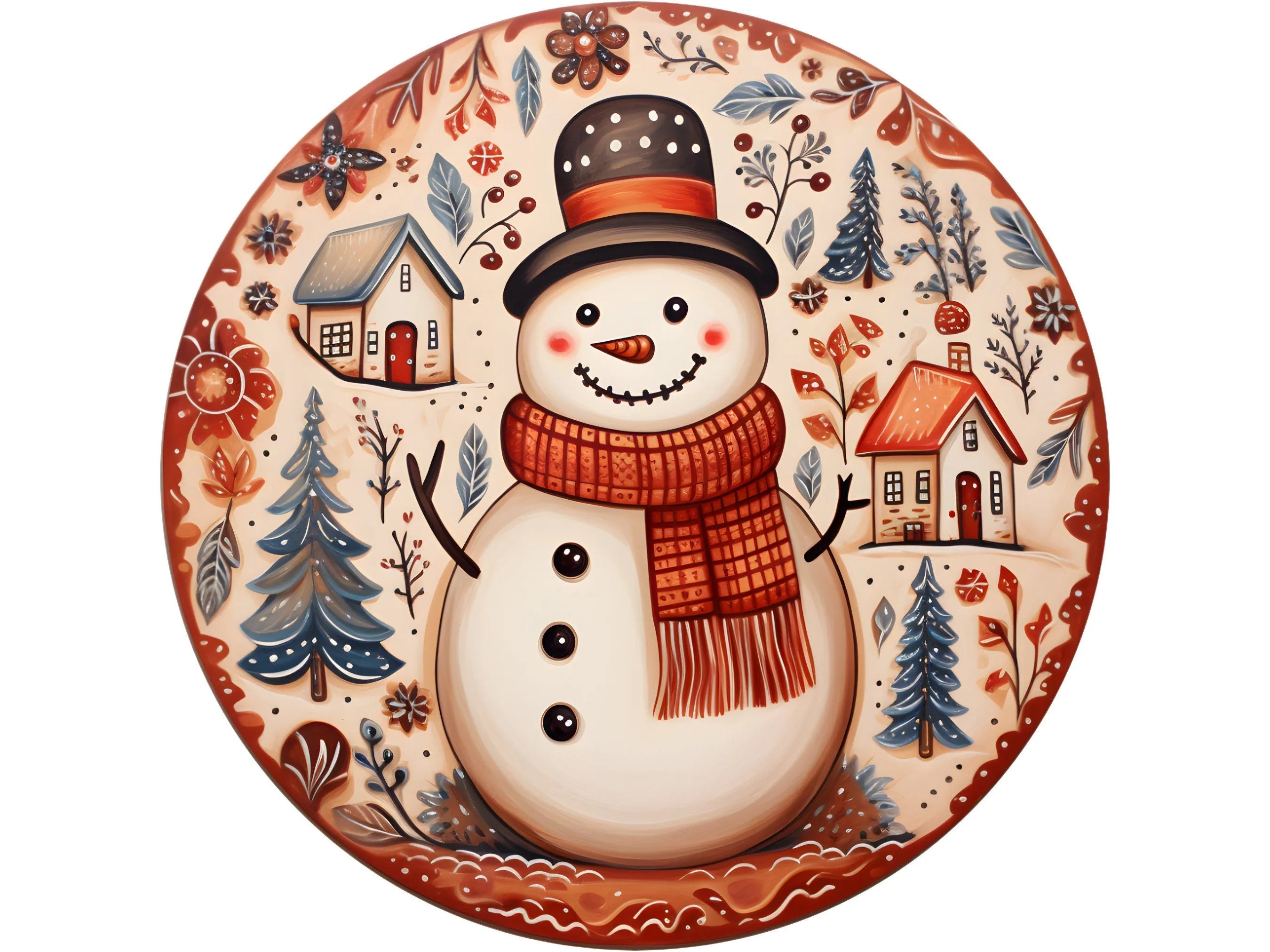 Vintage Snowman Christmas wreath sign, Rustic Toile Snowman Wreath Attachment, sign for December, sign for Christmas, sign for Winter