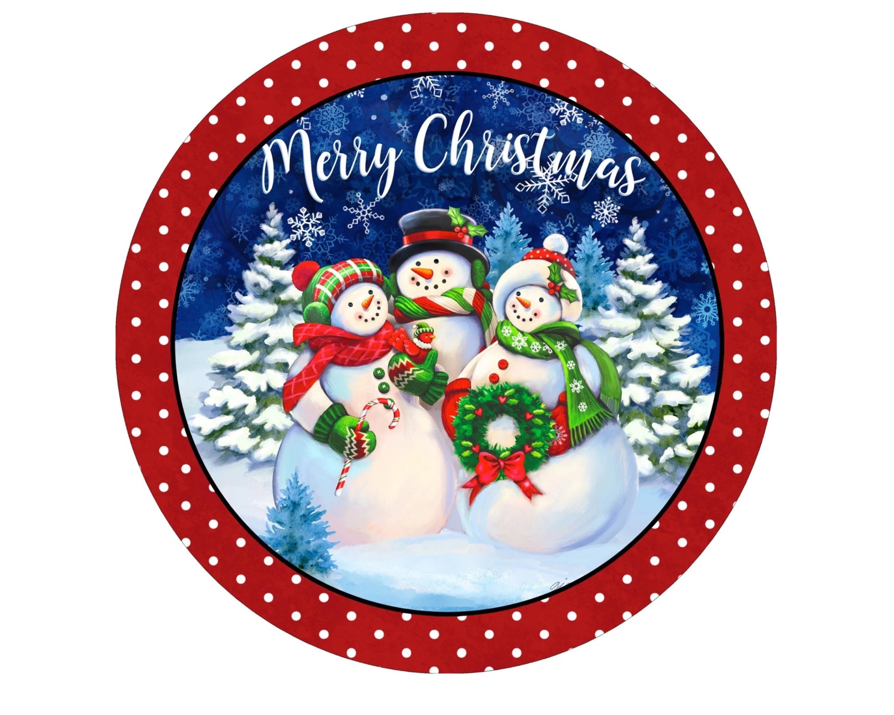 Vintage Snowman Family Christmas wreath sign, Polka Dot Vintage Snowman Wreath Attachment, Vintage Snowman collector, Snowman wall art