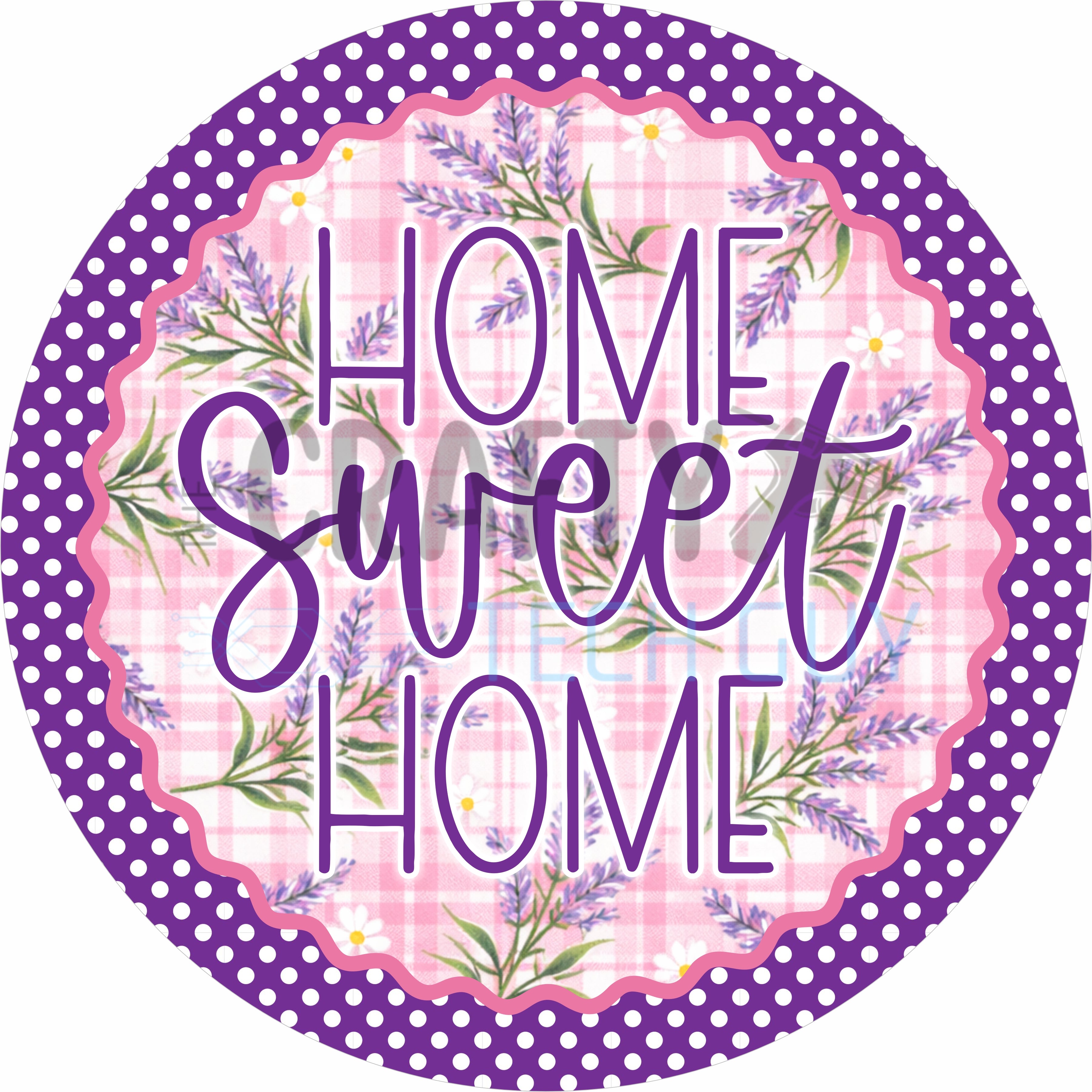 Lavender Floral Home Sweet Home Farmhouse Round Wreath Sign