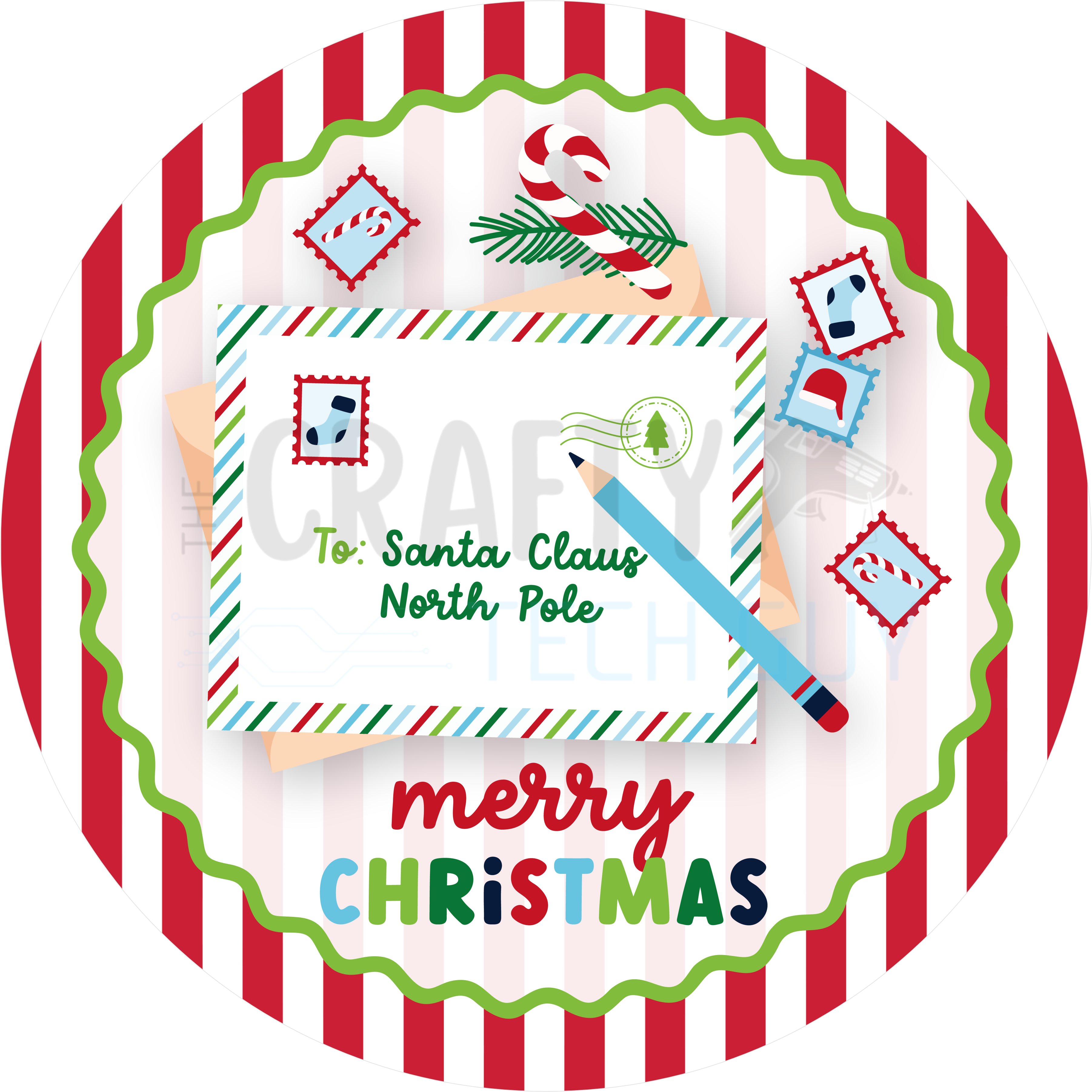 Merry Christmas Letter to Santa North Pole Round Wreath Sign
