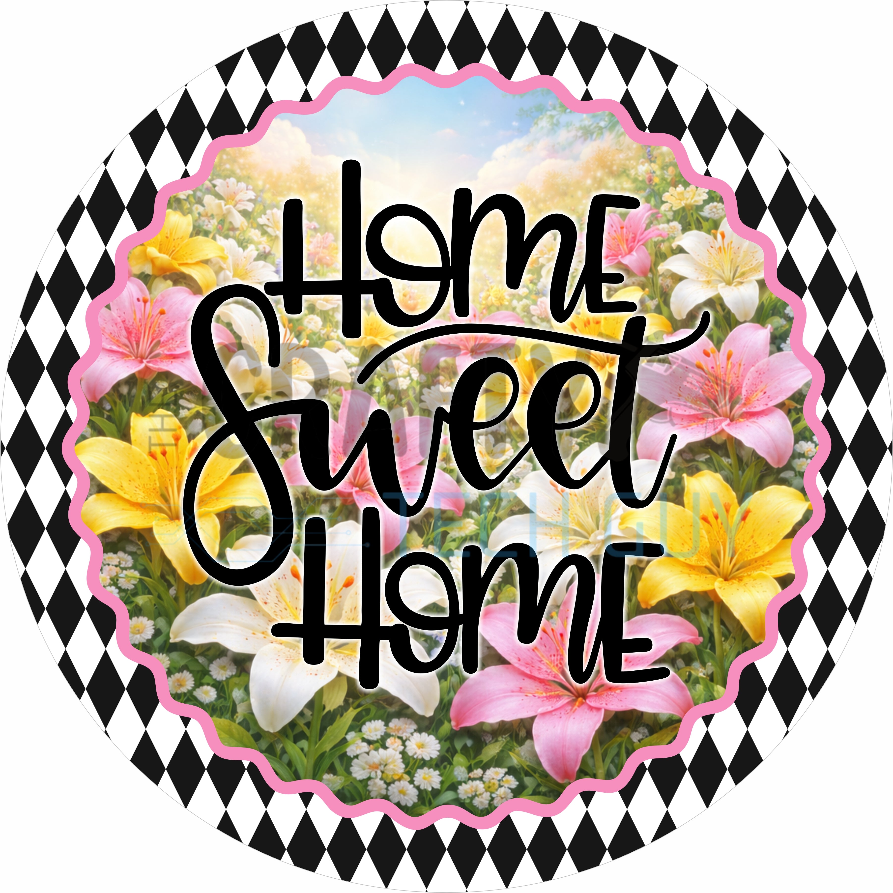 Lily Floral Home Sweet Home Farmhouse Round Wreath Sign
