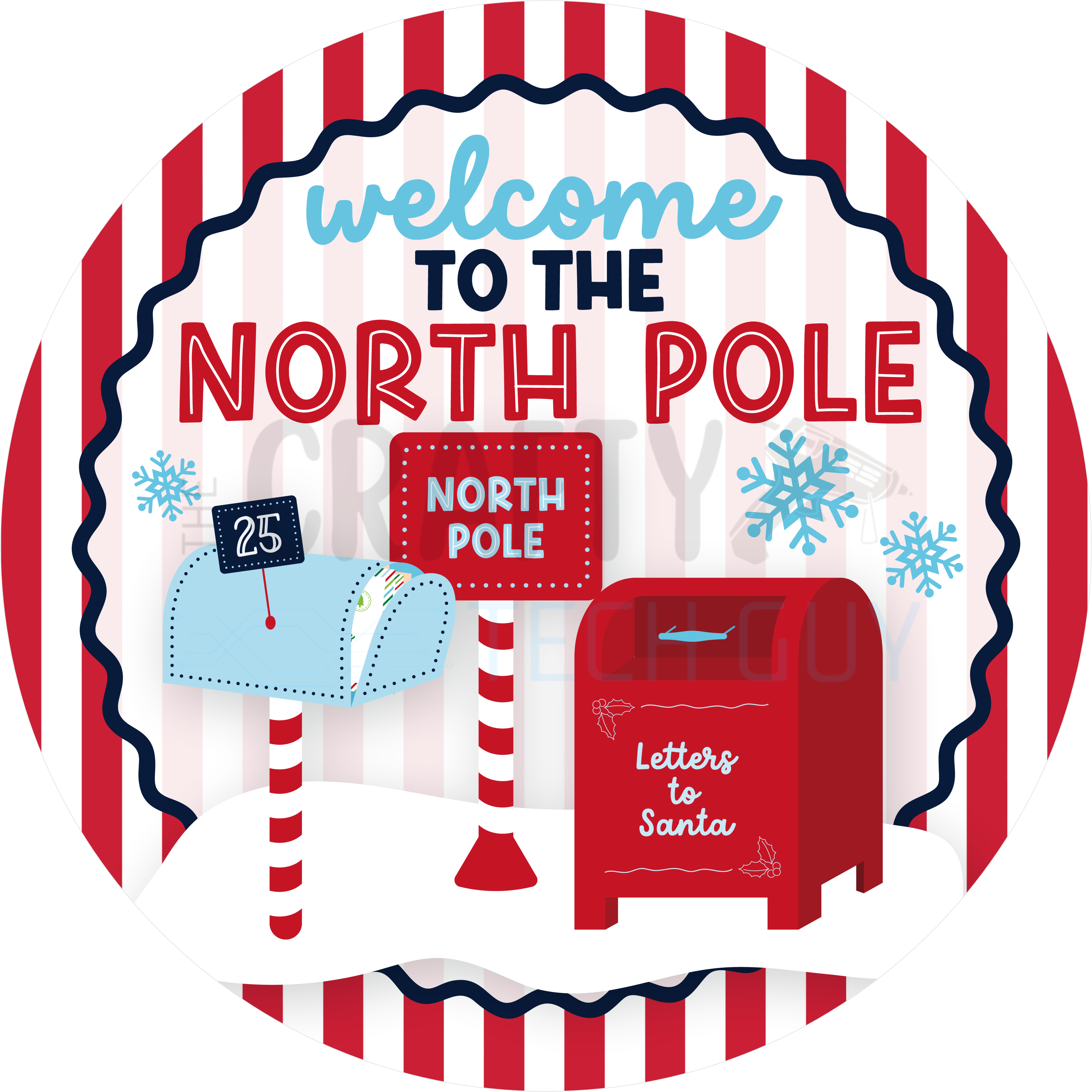 Welcome to the North Pole Christmas Round Wreath Sign
