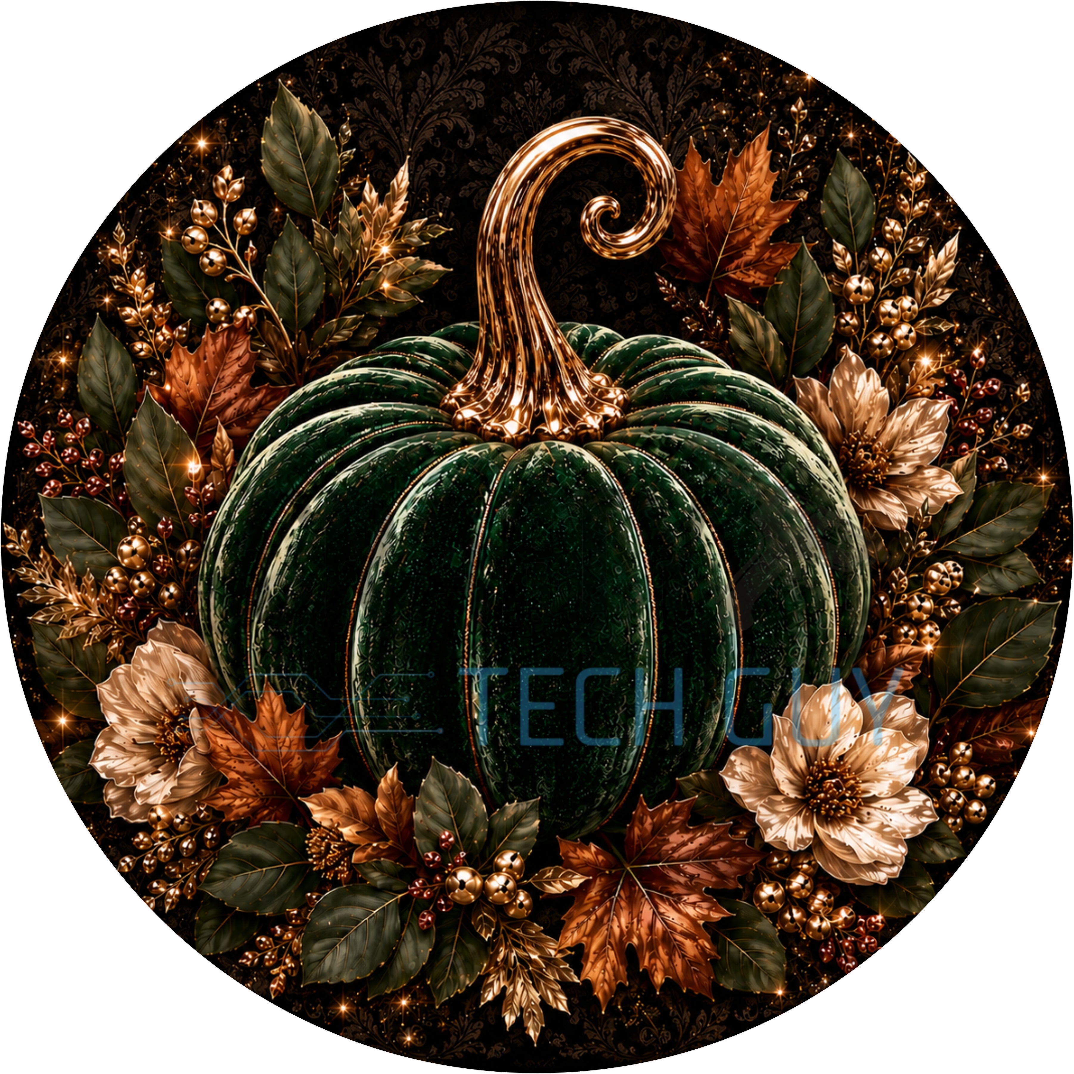 Emerald Green Velvet Pumpkin Round Wreath Sign