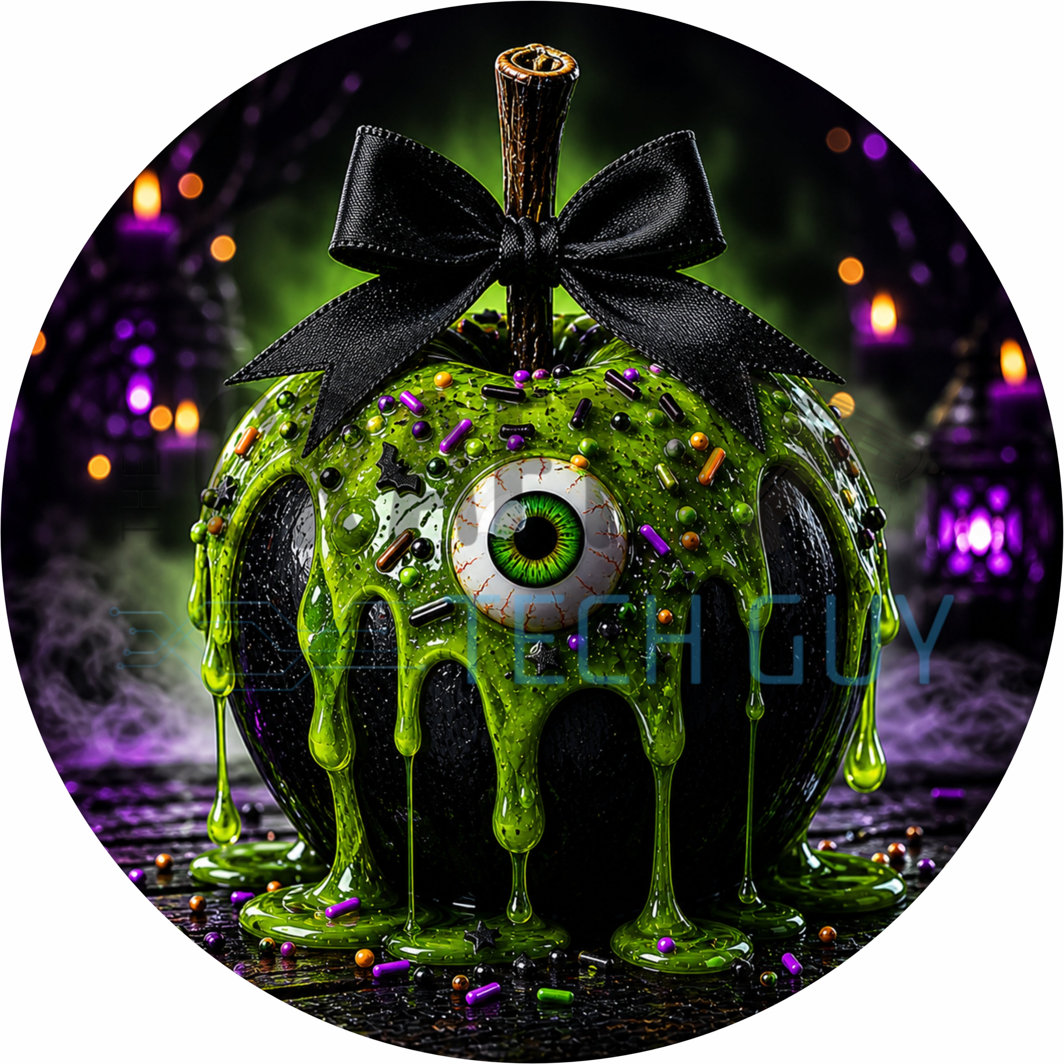 Eyeball Poison Apple Halloween Round Wreath Sign