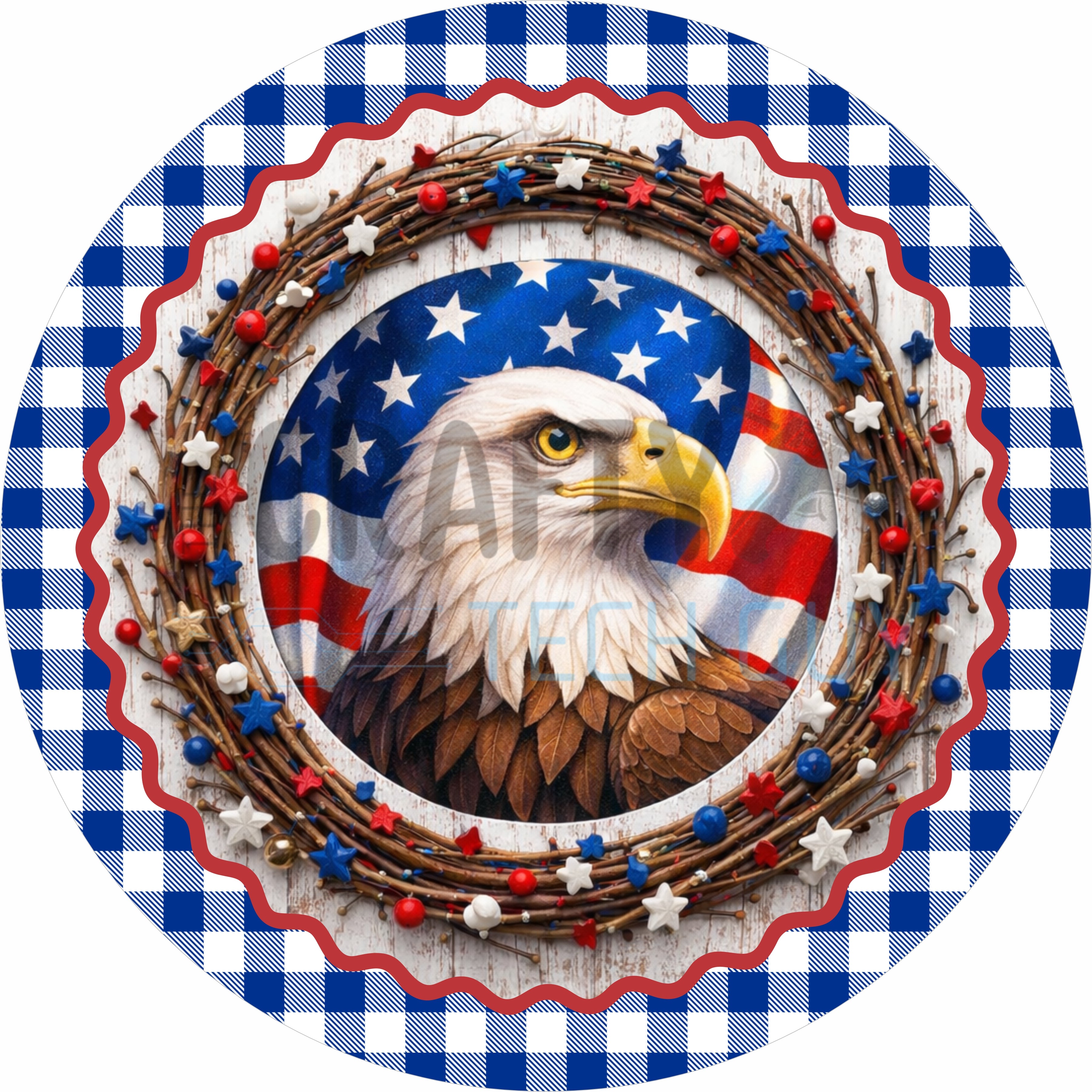 Patriotic Eagle Wreath Round Wreath Sign
