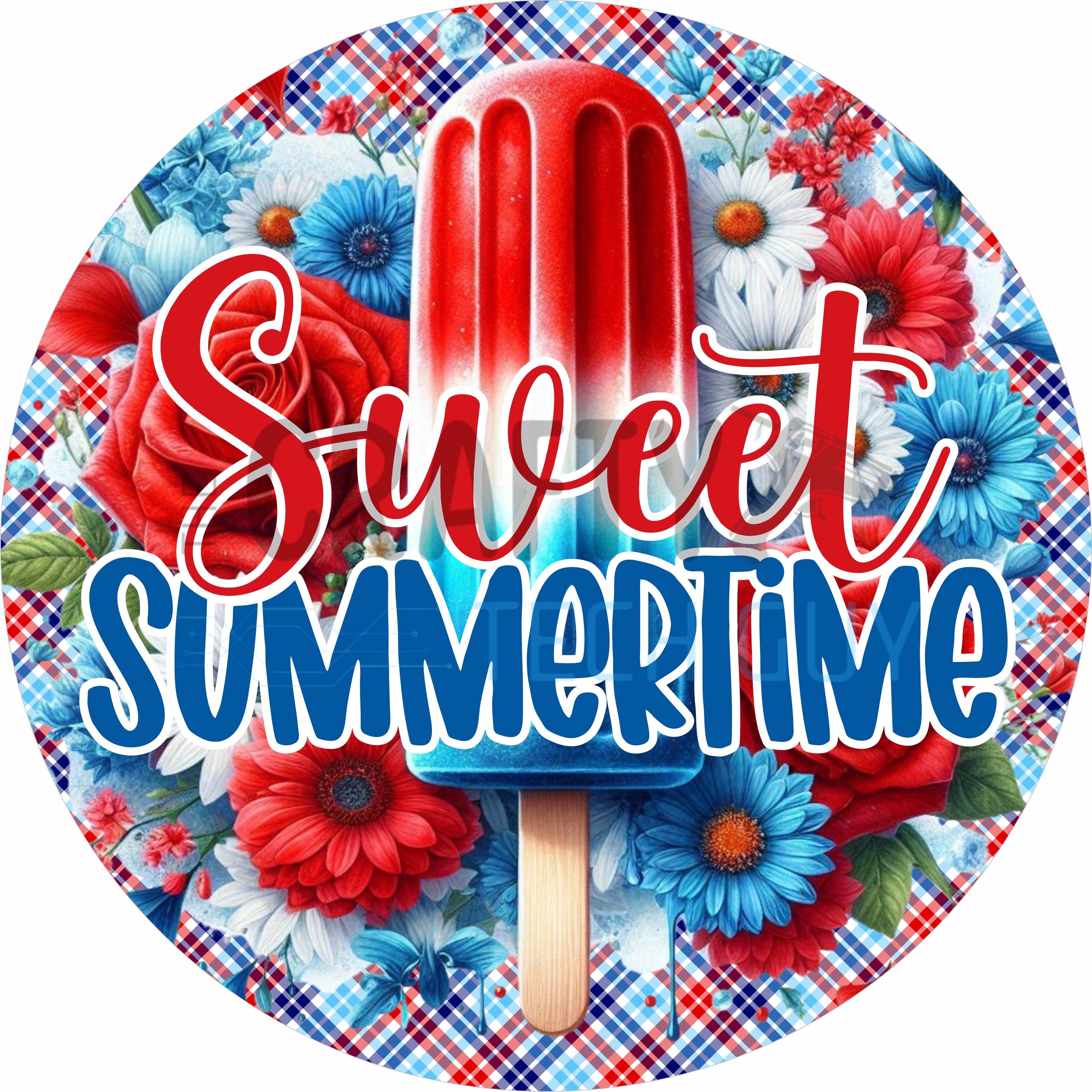 Sweet Summertime Popsicle Round Wreath Sign