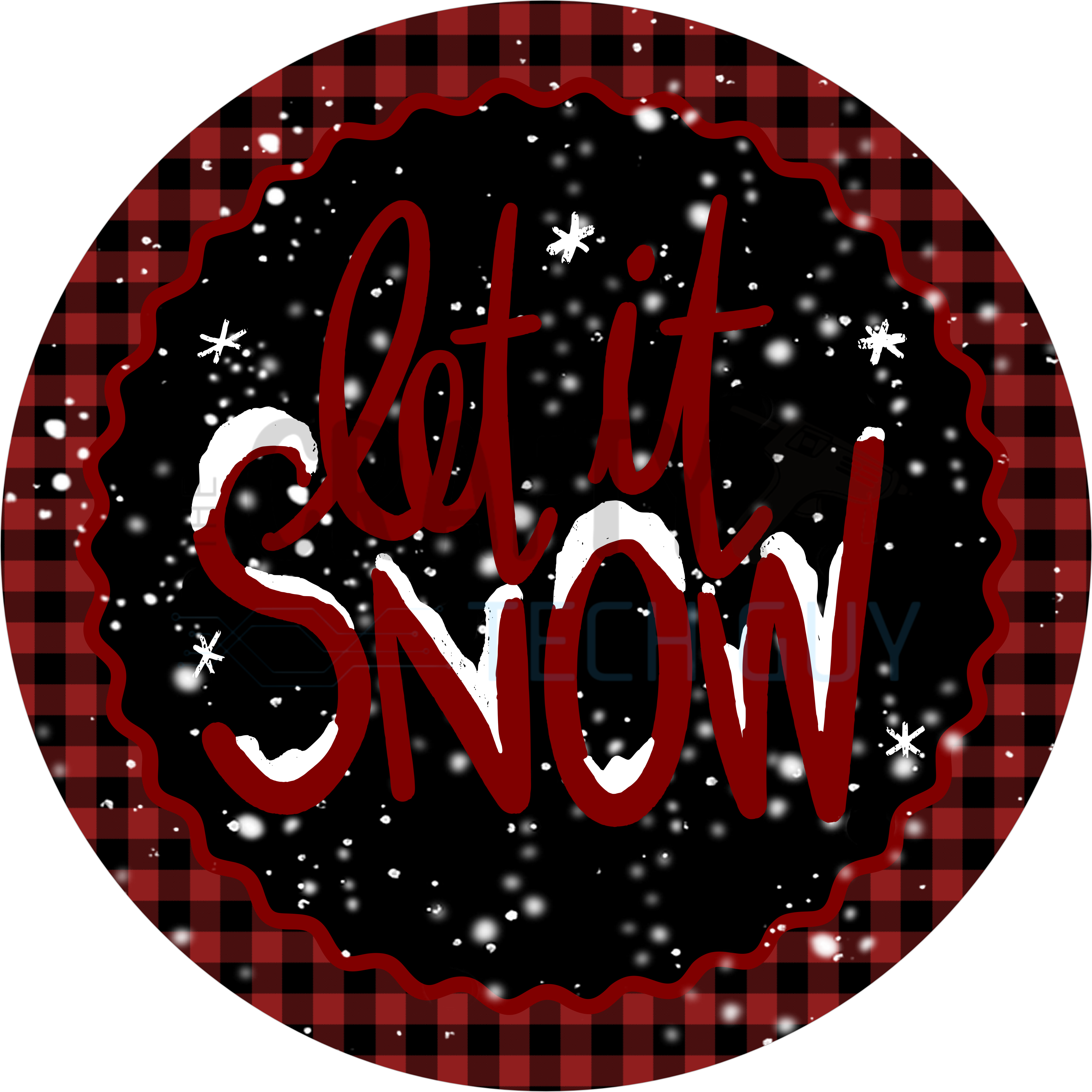 Let It Snow Buffalo Plaid Design | Red and Black Winter Quote Art | Rustic Farmhouse Christmas Décor with Snowflake Accents